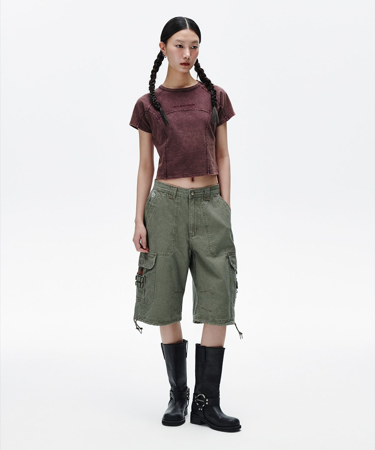 마하그리드(MAHAGRID) WASHED CURVED TEE PURPLE(MG2FMFT588A)