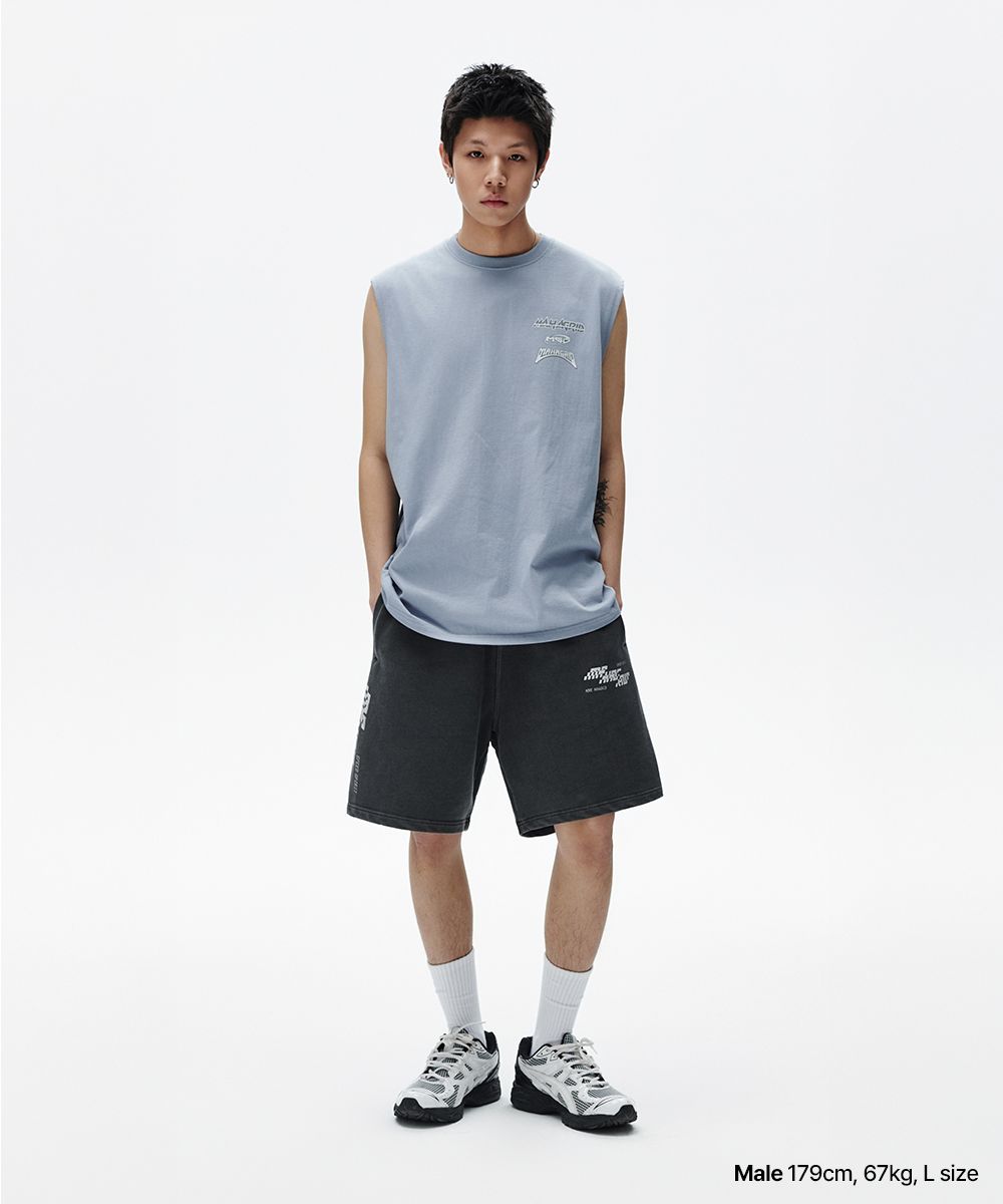 MUSINSA | MAHAGRID TECH PIGMENT SWEATSHORT CHARCOAL(MG2FMMPA02A)