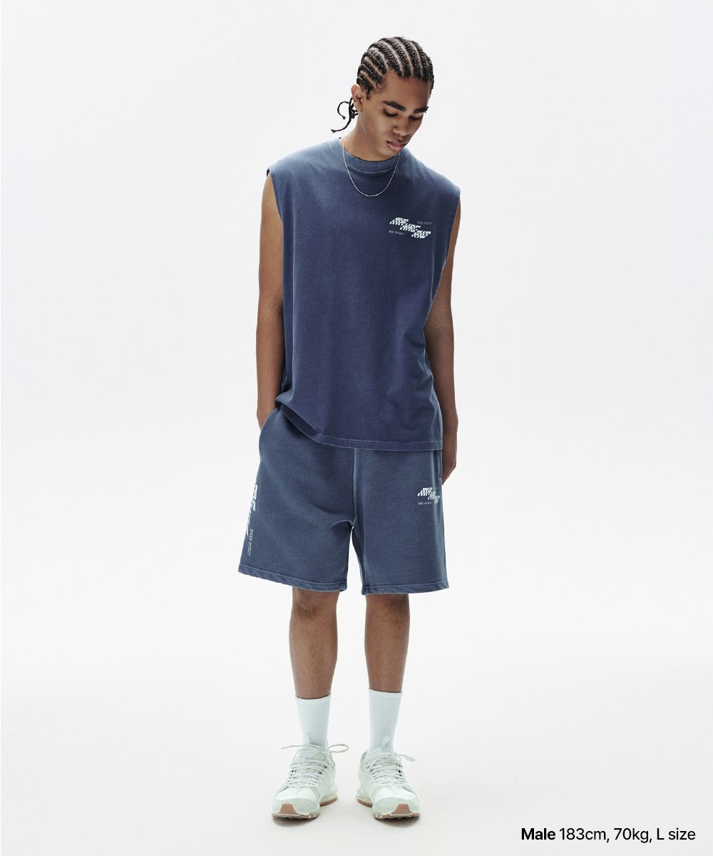 MUSINSA | MAHAGRID TECH PIGMENT SWEATSHORT NAVY(MG2FMMPA02A)