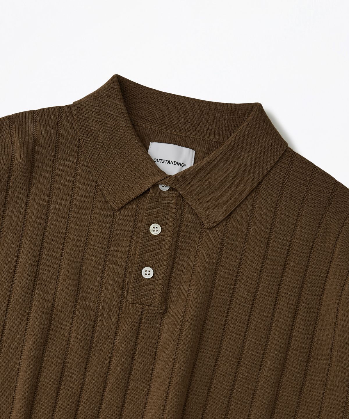 아웃스탠딩(OUTSTANDING) HS STRIPE KNIT COLLAR SHIRT_BROWN