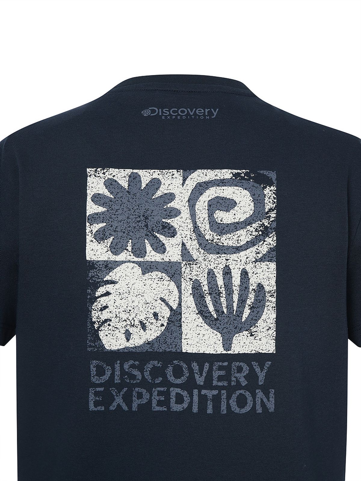 디스커버리 익스페디션(DISCOVERY EXPEDITION) 프레시벤트 여성 워싱 크롭 아웃도어 프레임 그래픽 반팔티셔츠 (D/NAVY)