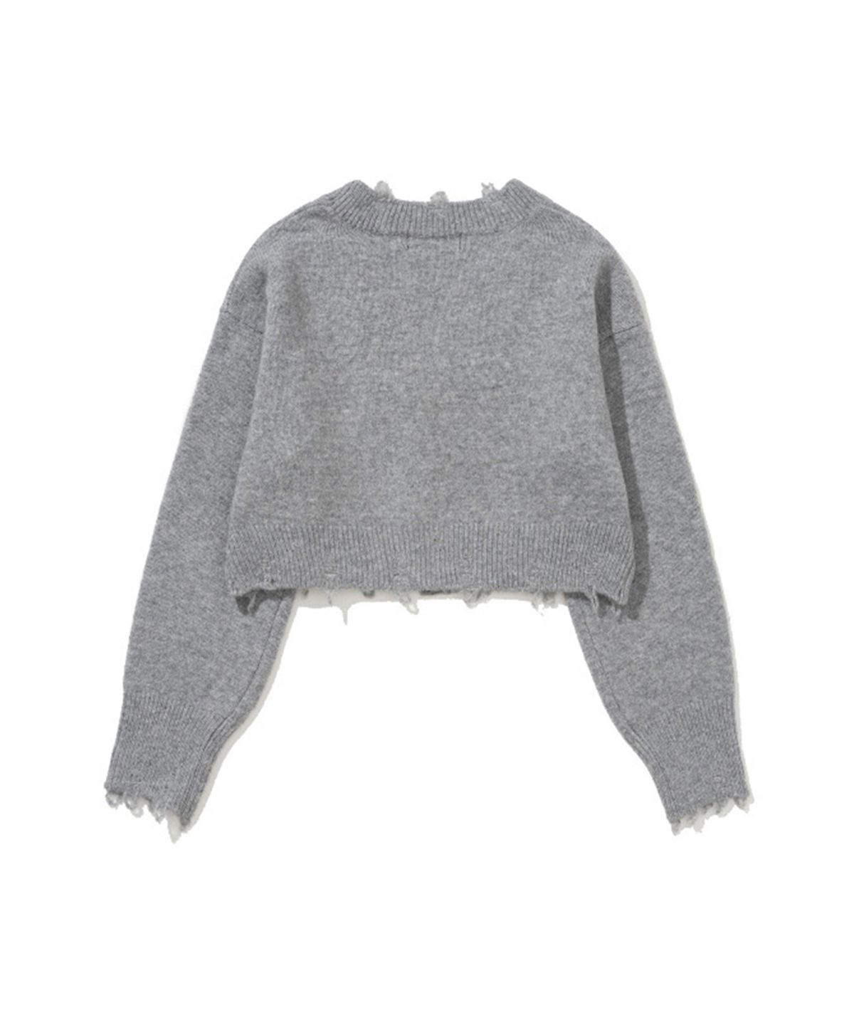 에르에르(ERER) Frayed Edge Cropped Cardigan Gray