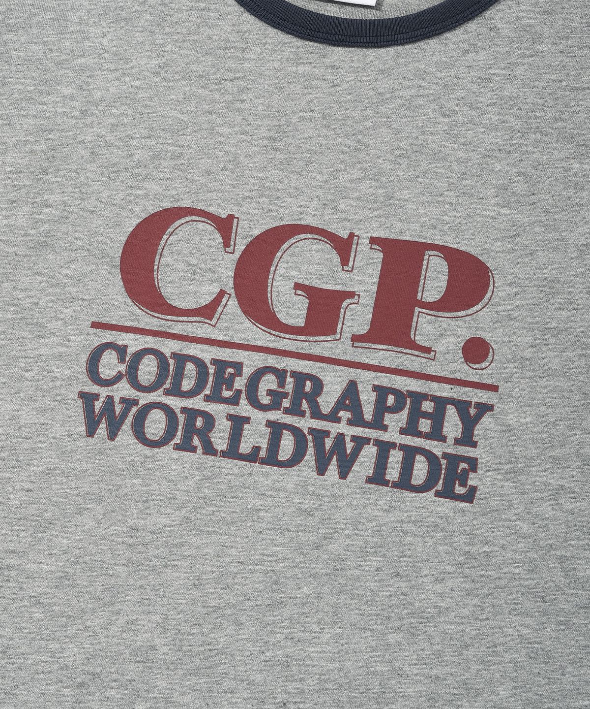 코드그라피(CGP) (우먼) 스퀘어 로고 링거 반소매 티셔츠_다크그레이