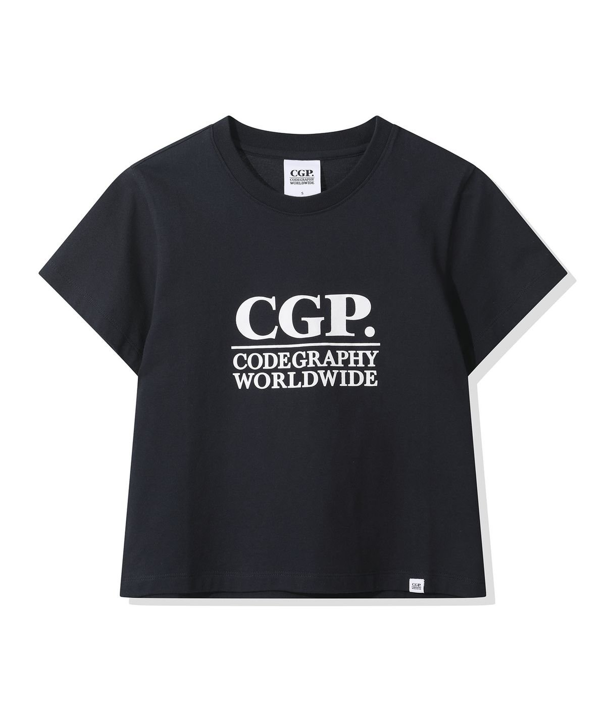 코드그라피(CGP) (우먼) 스퀘어 로고 반소매 티셔츠_다크네이비