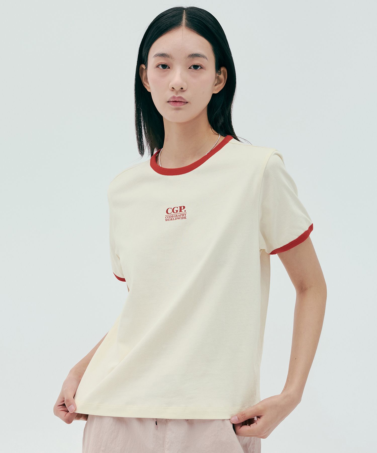 Tシャツ・カットソー codegraphy Women's Square Logo Ringer Short Sleeve T-Shirt W MUSINSA | Codegraphy (Women) Square Logo Ringer Short Sleeve