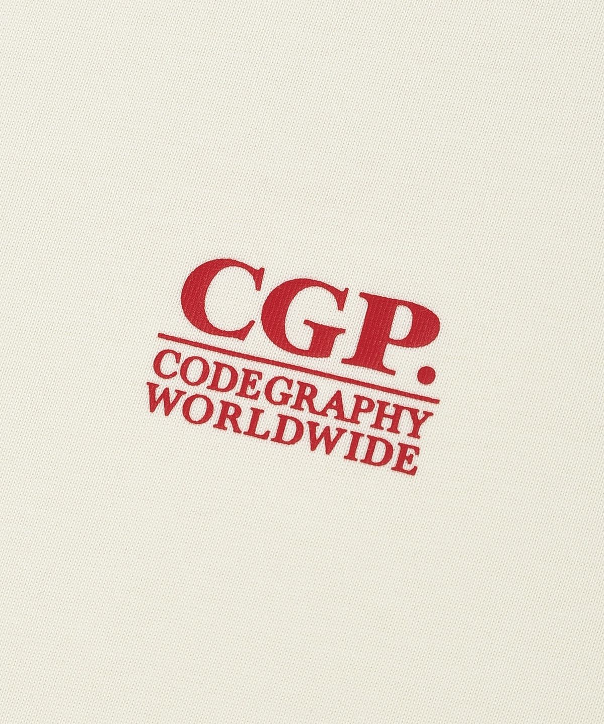 코드그라피(CGP) (우먼) 스몰 스퀘어 로고 링거 반소매 티셔츠_크림