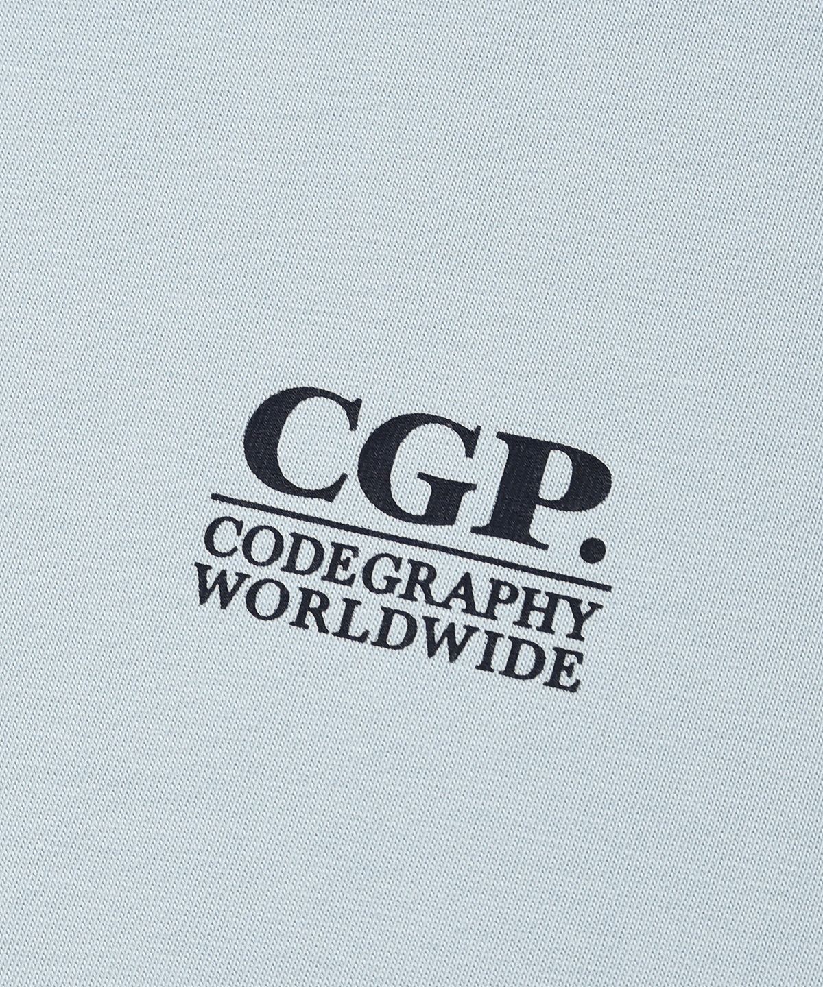 코드그라피(CGP) (우먼) 스몰 스퀘어 로고 링거 반소매 티셔츠_스카이블루