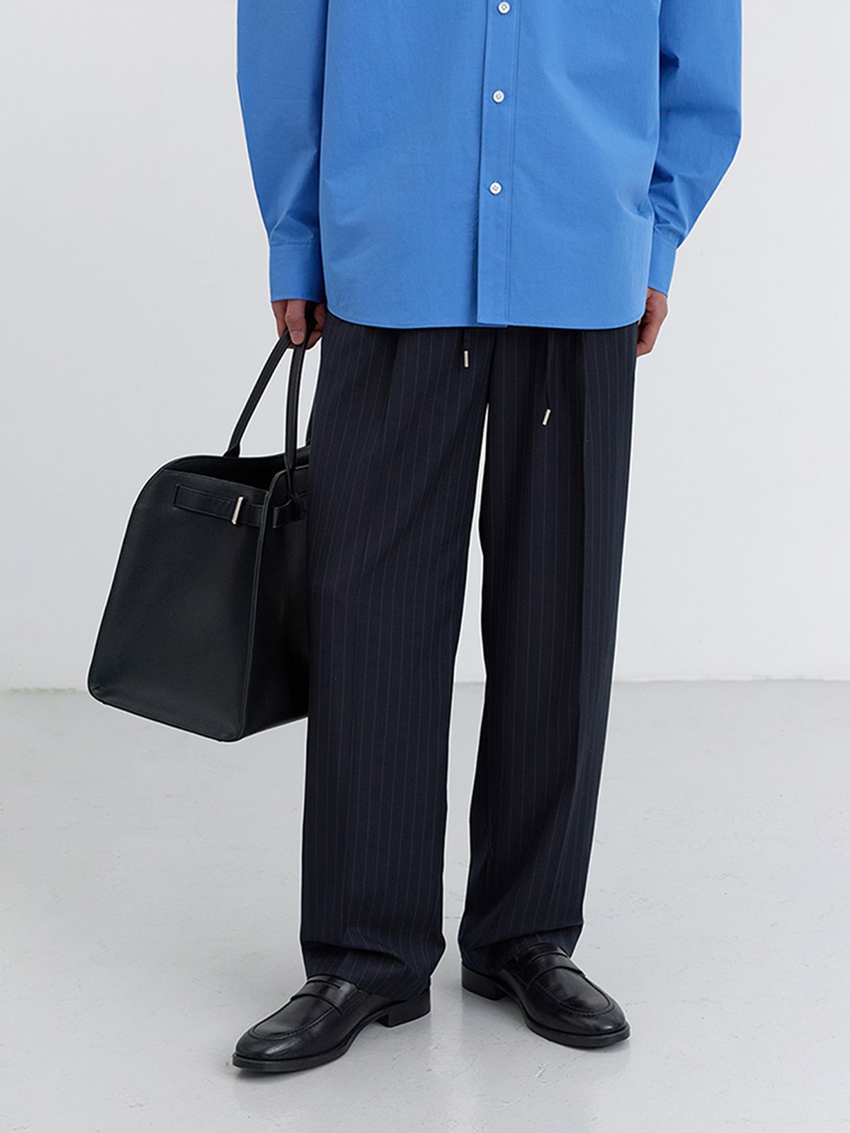 던스트 포 맨(DUNST FOR MEN) LOUNGE STRIPED SLACKS_UDPA5B326_NAVY STRIPE