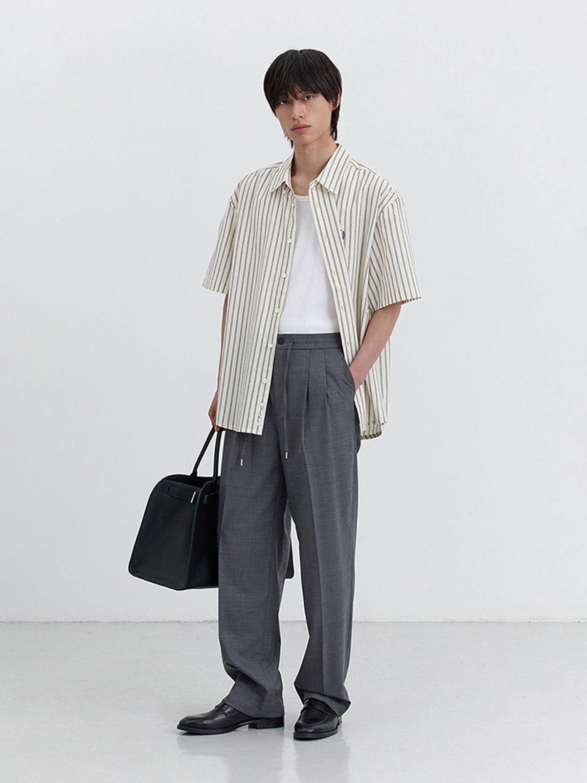 던스트 포 맨(DUNST FOR MEN) LOUNGE WOOL SLACKS_UDPA5B326_CHARCOAL GREY