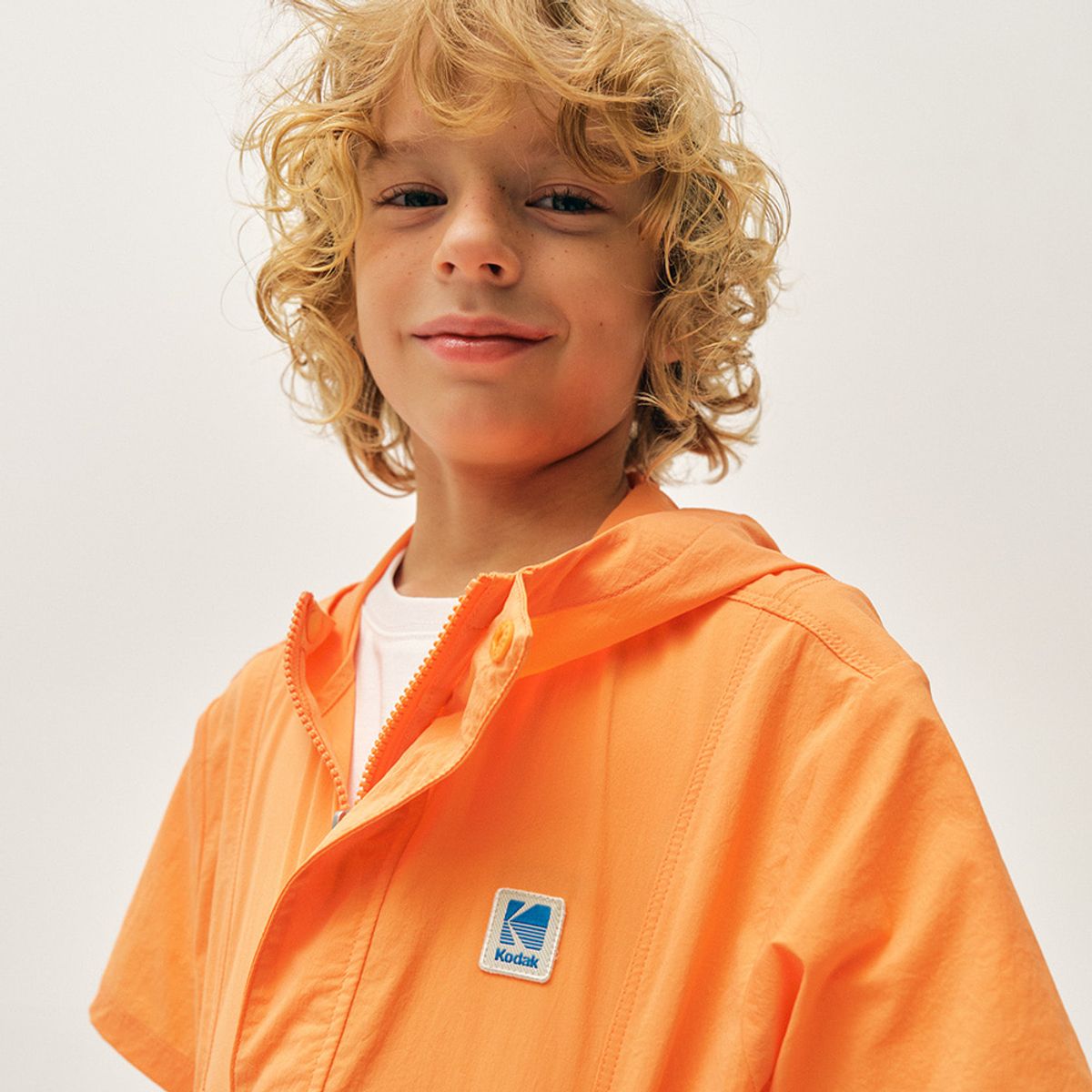 코닥 키즈(KODAK KIDS) 브리즈 후드 반팔 아노락 키즈 ORANGE
