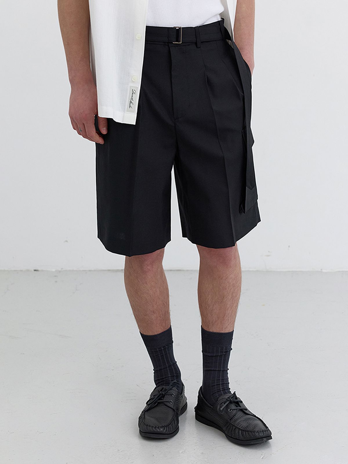 던스트 포 맨(DUNST FOR MEN) BELTED MULTIPOCKET BERMUDA SHORTS_UDPA5B325_BLACK