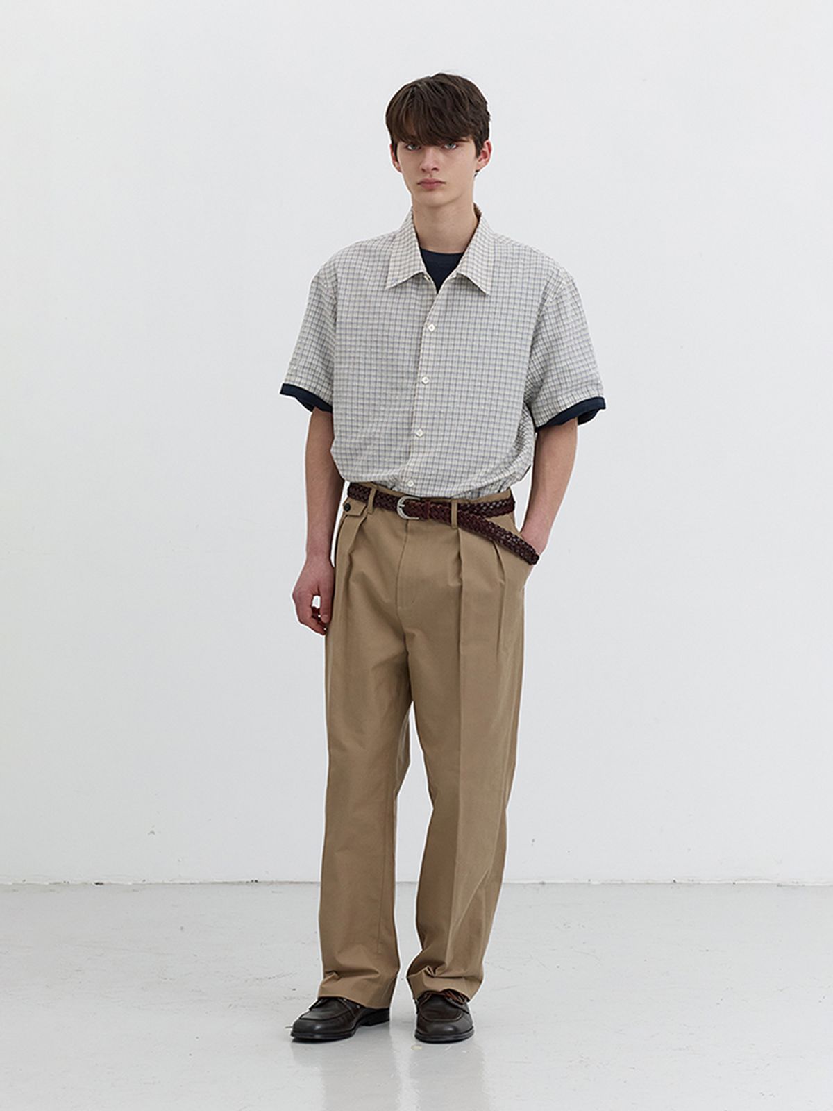 던스트 포 맨(DUNST FOR MEN) COLLARED CHECKED SHIRT_UDSH5B326_BEIGE CHECK