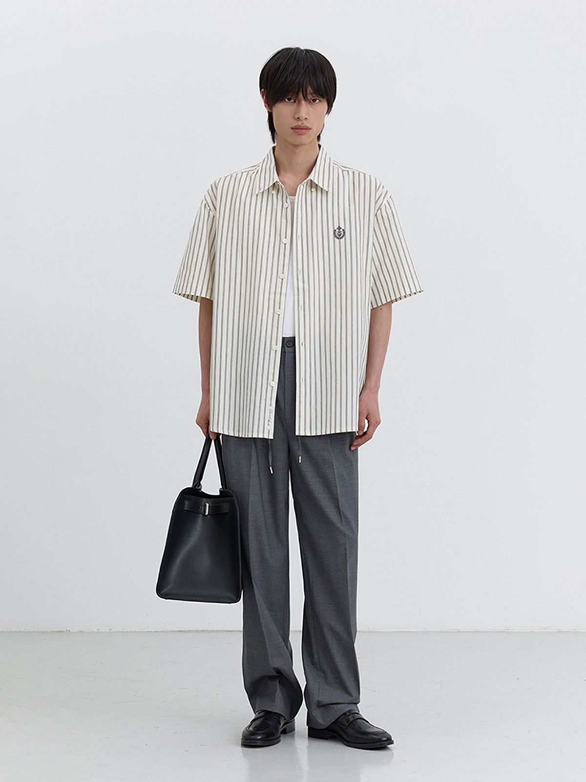 던스트 포 맨(DUNST FOR MEN) SHORT SLEEVE CLASSIC SHIRT_UDSH5B324_CREAM STRIPE