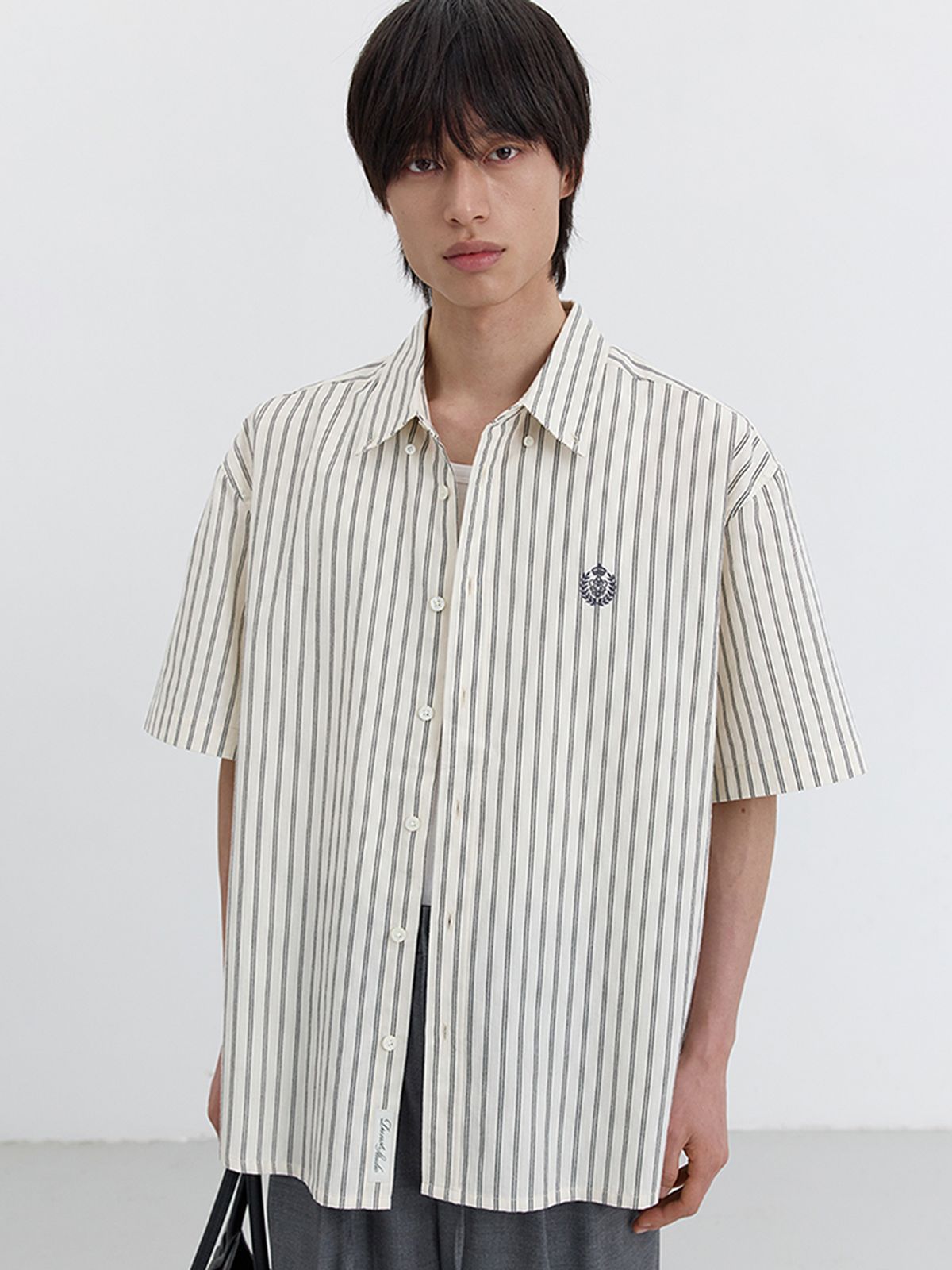 던스트 포 맨(DUNST FOR MEN) SHORT SLEEVE CLASSIC SHIRT_UDSH5B324_CREAM STRIPE