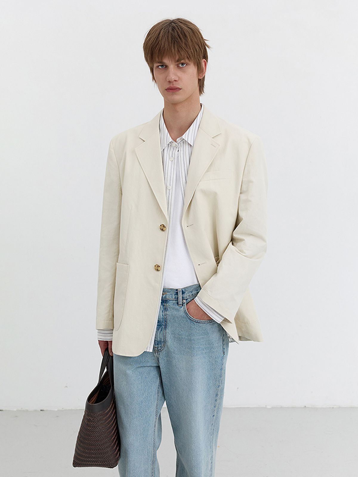 던스트 포 맨(DUNST FOR MEN) CLASSIC LINEN JACKET_UNISEX_UDJA5B121_CREAM