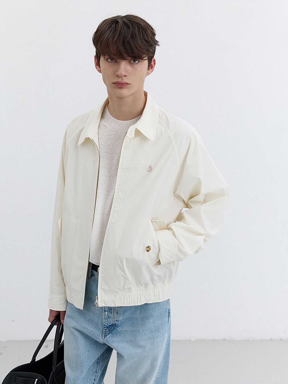 던스트 포 맨(DUNST FOR MEN) SUMMER HARRINGTON JACKET_UNISEX_UDJU5B122_CREAM STRIPE