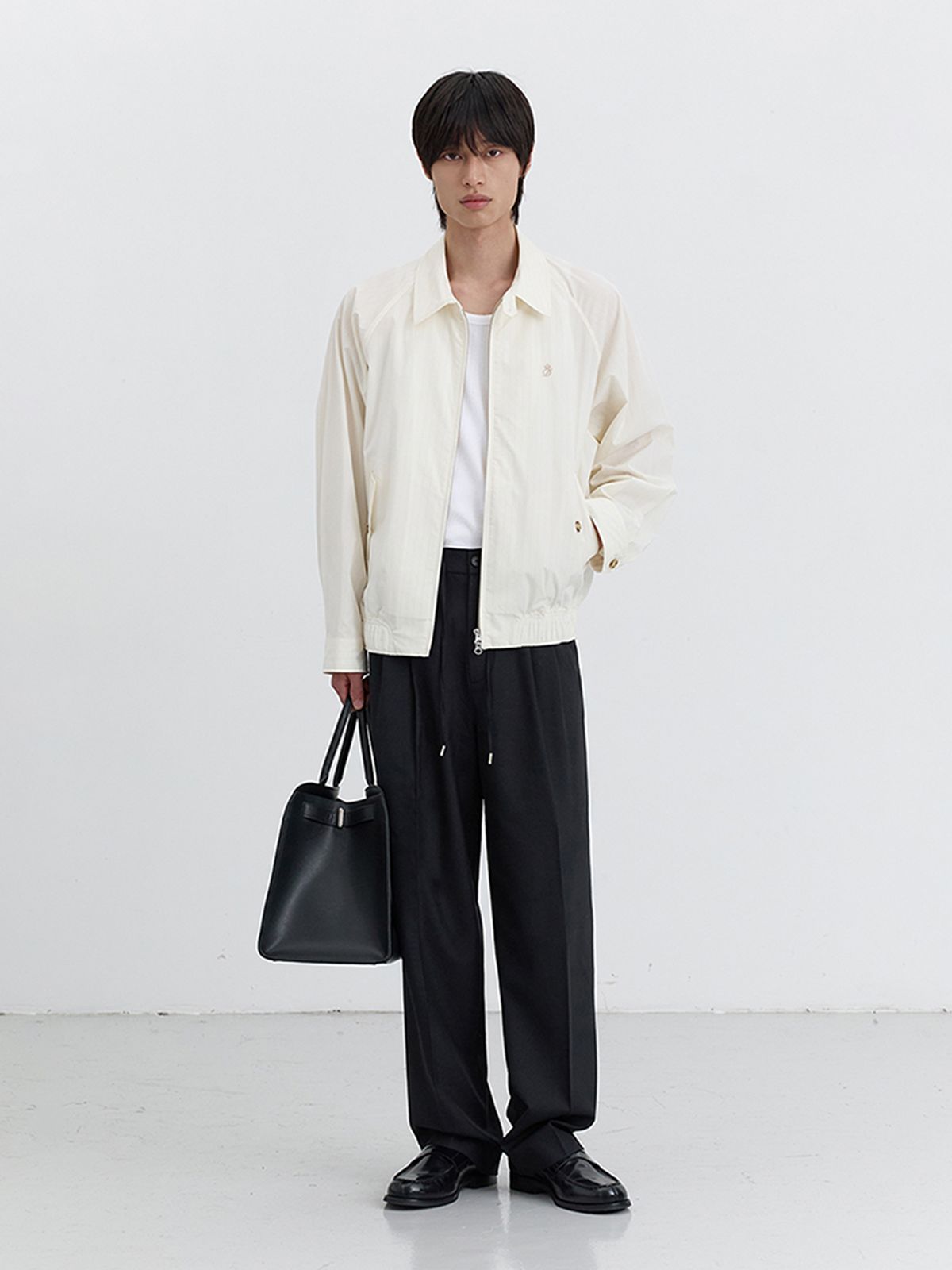 던스트 포 맨(DUNST FOR MEN) SUMMER HARRINGTON JACKET_UNISEX_UDJU5B122_CREAM STRIPE