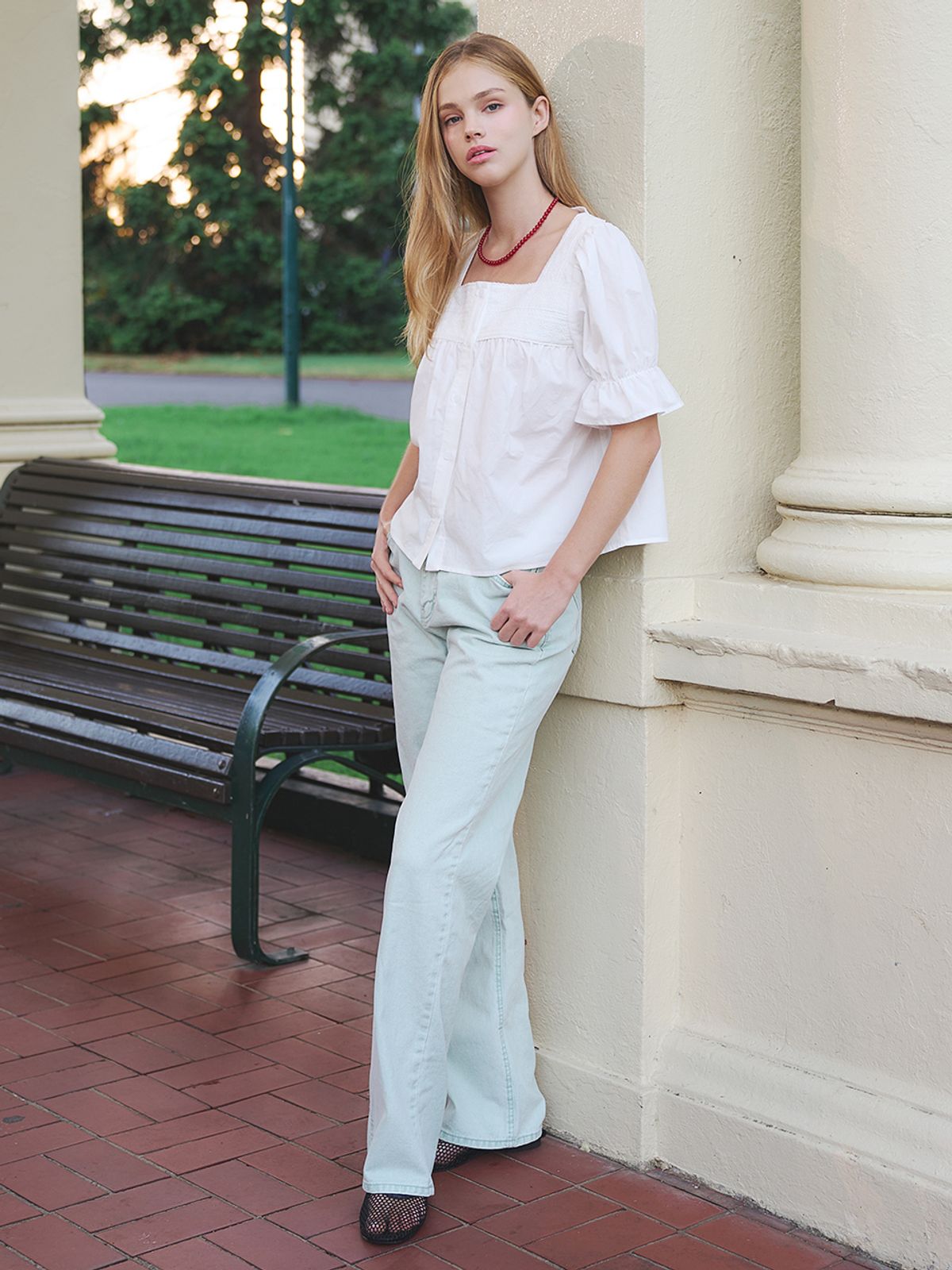 랭앤루(LANGNLU) BUBBLE Pigment Washed Pants(버블)_MINT