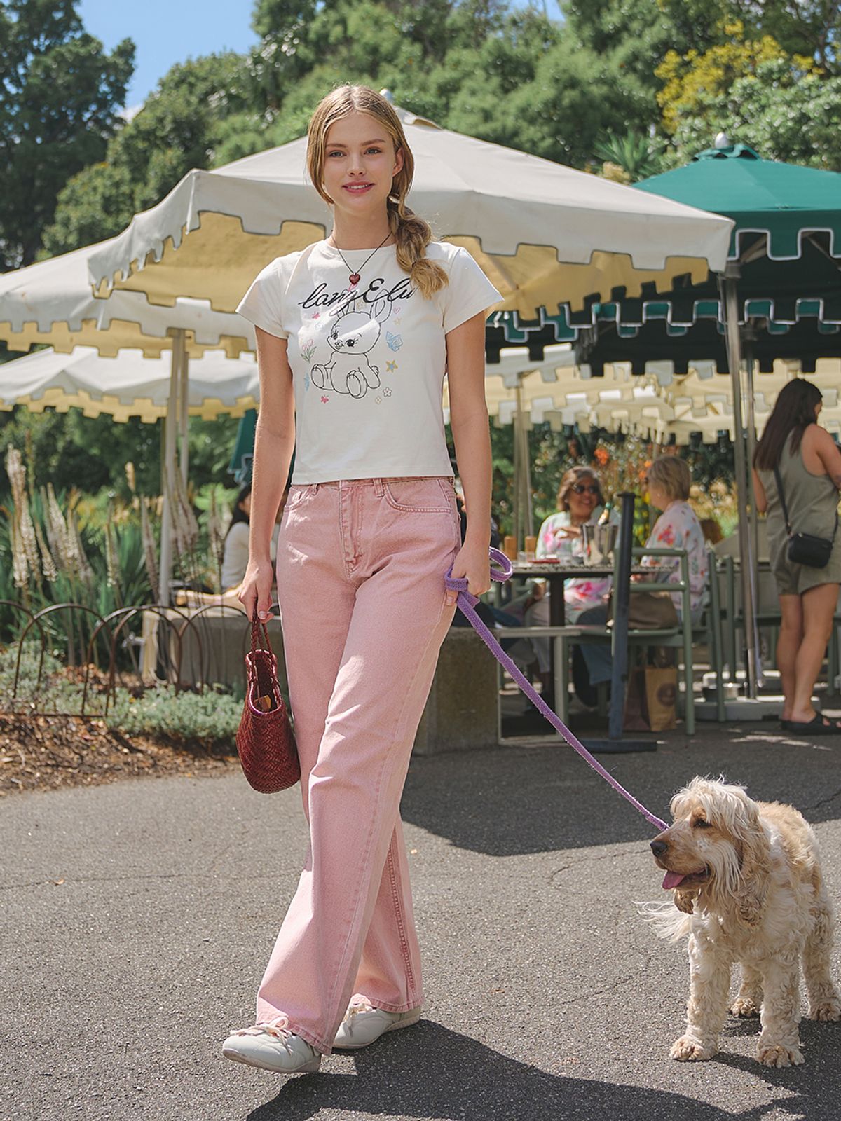 랭앤루(LANGNLU) BUBBLE Pigment Washed Pants(버블)_INDIAN PINK