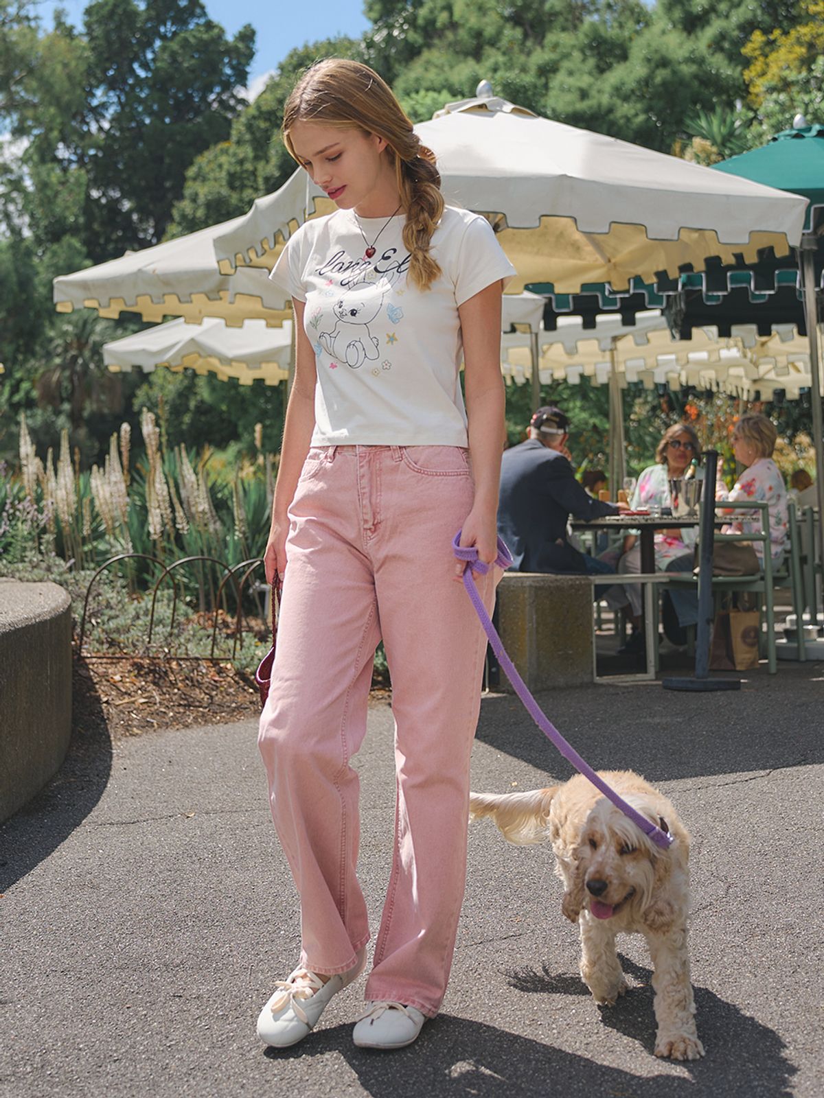 랭앤루(LANGNLU) BUBBLE Pigment Washed Pants(버블)_INDIAN PINK