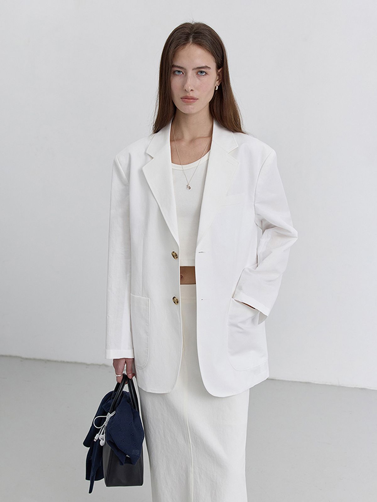 던스트(DUNST) UNISEX CLASSIC LINEN JACKET_UDJA5B121_WHITE