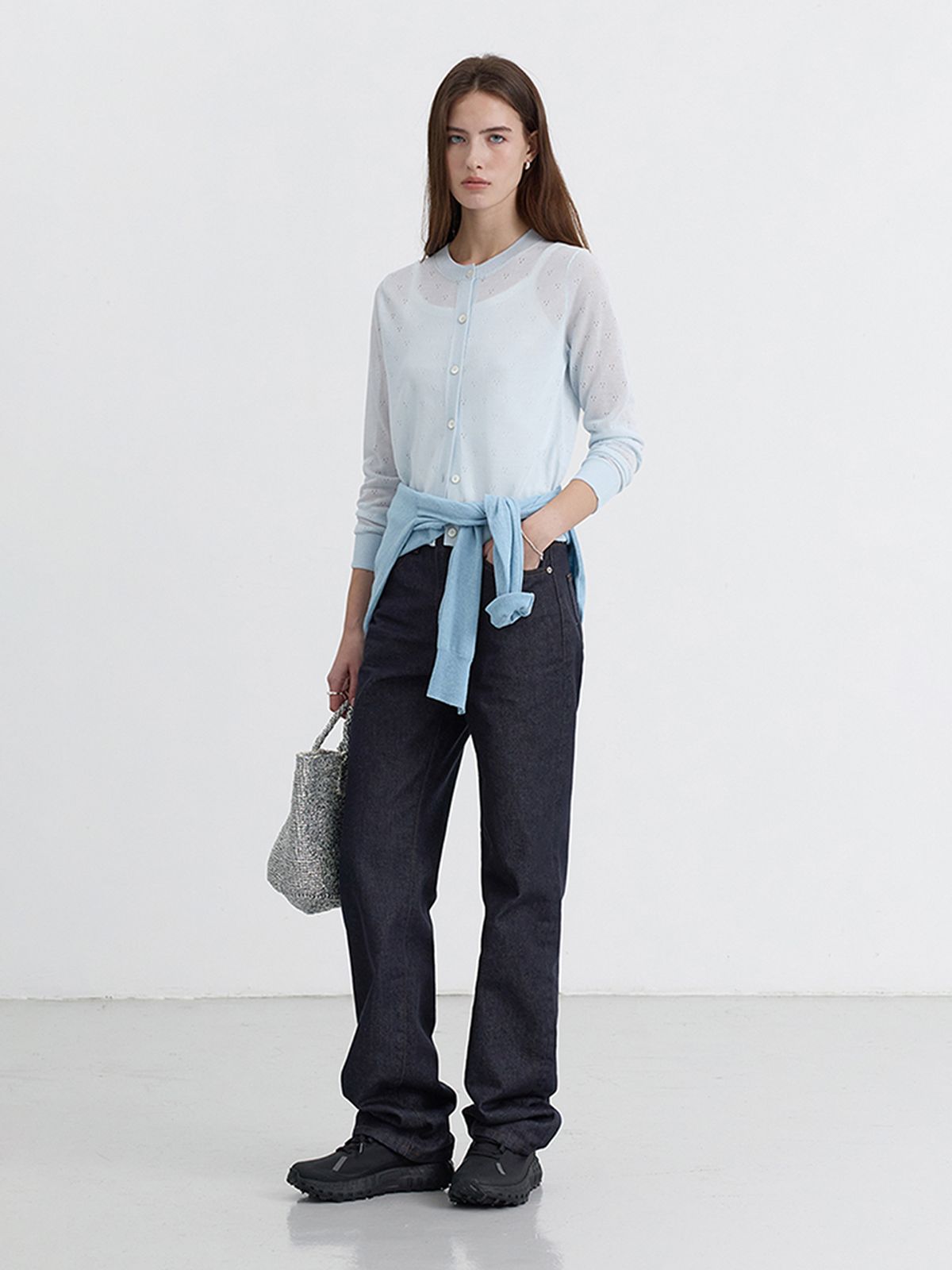 던스트(DUNST) CREWNECK SHEER CARDIGAN_UDSW5B221_SOFT BLUE