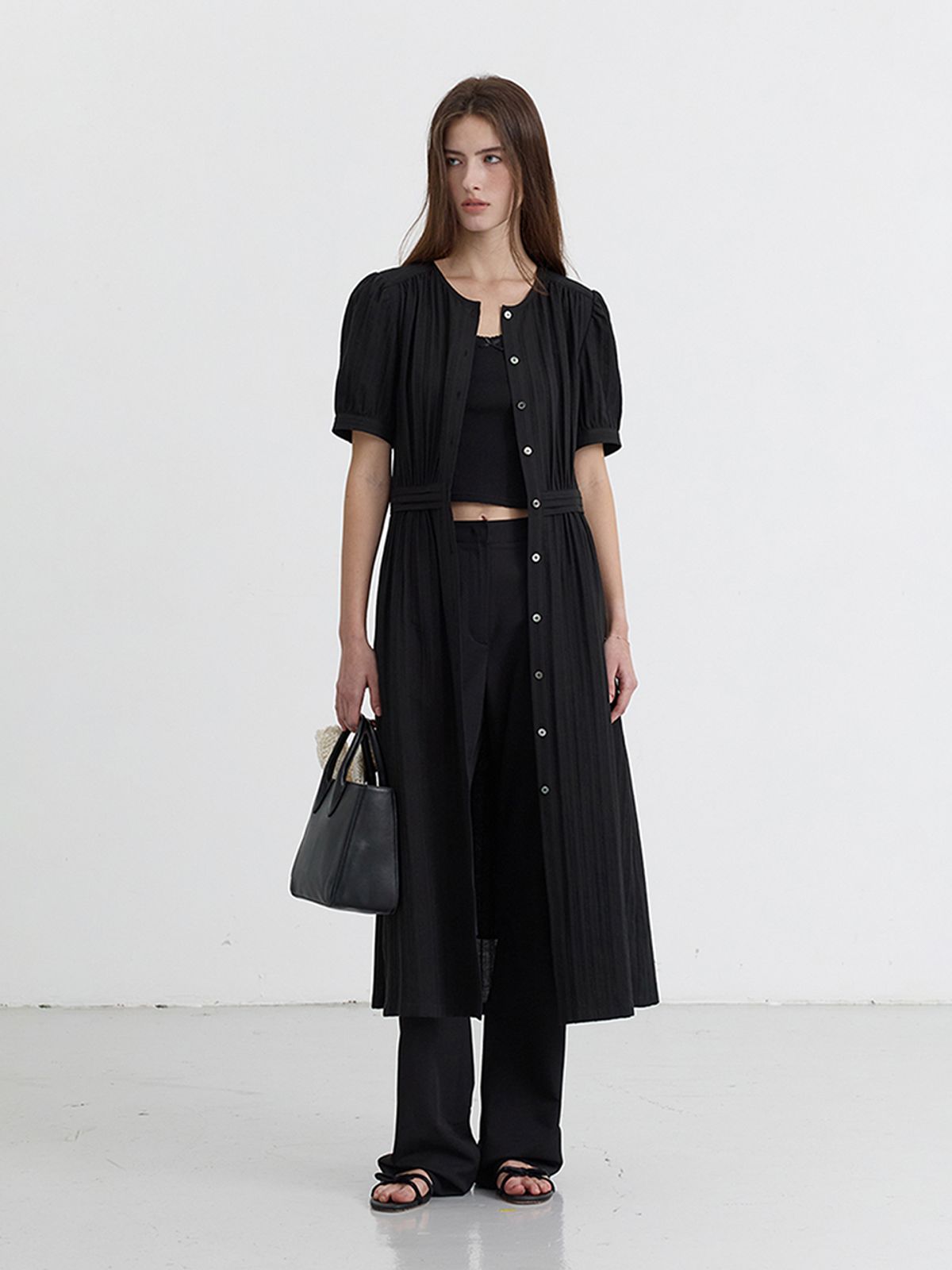 던스트(DUNST) MAXI SHIRRING DRESS_UDDR5B228_BLACK