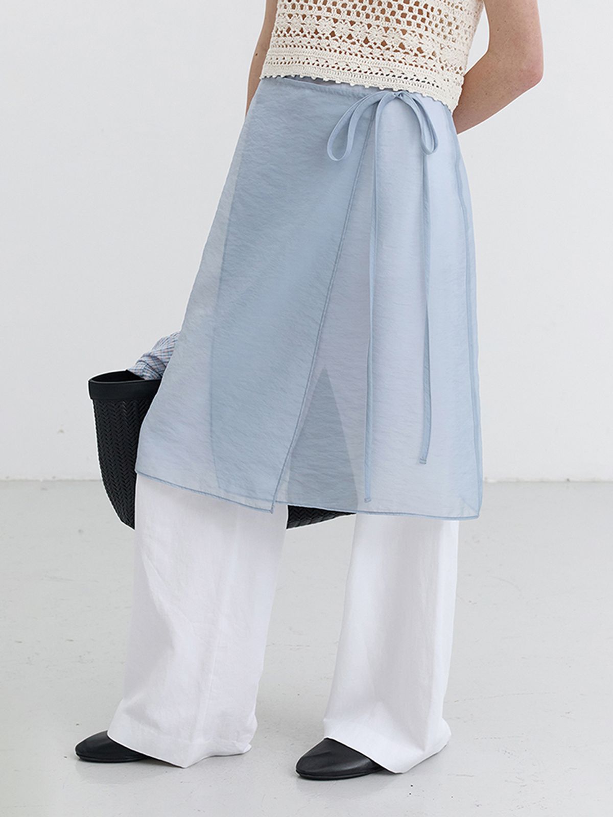 던스트(DUNST) ORGANZA LAYERING LONG SKIRT_UDSK5B242_SKY BLUE