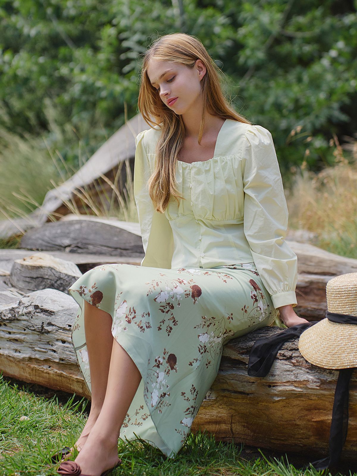 랭앤루(LANGNLU) CLARINDA Square Neck Blouse(클라린다)_LEMON