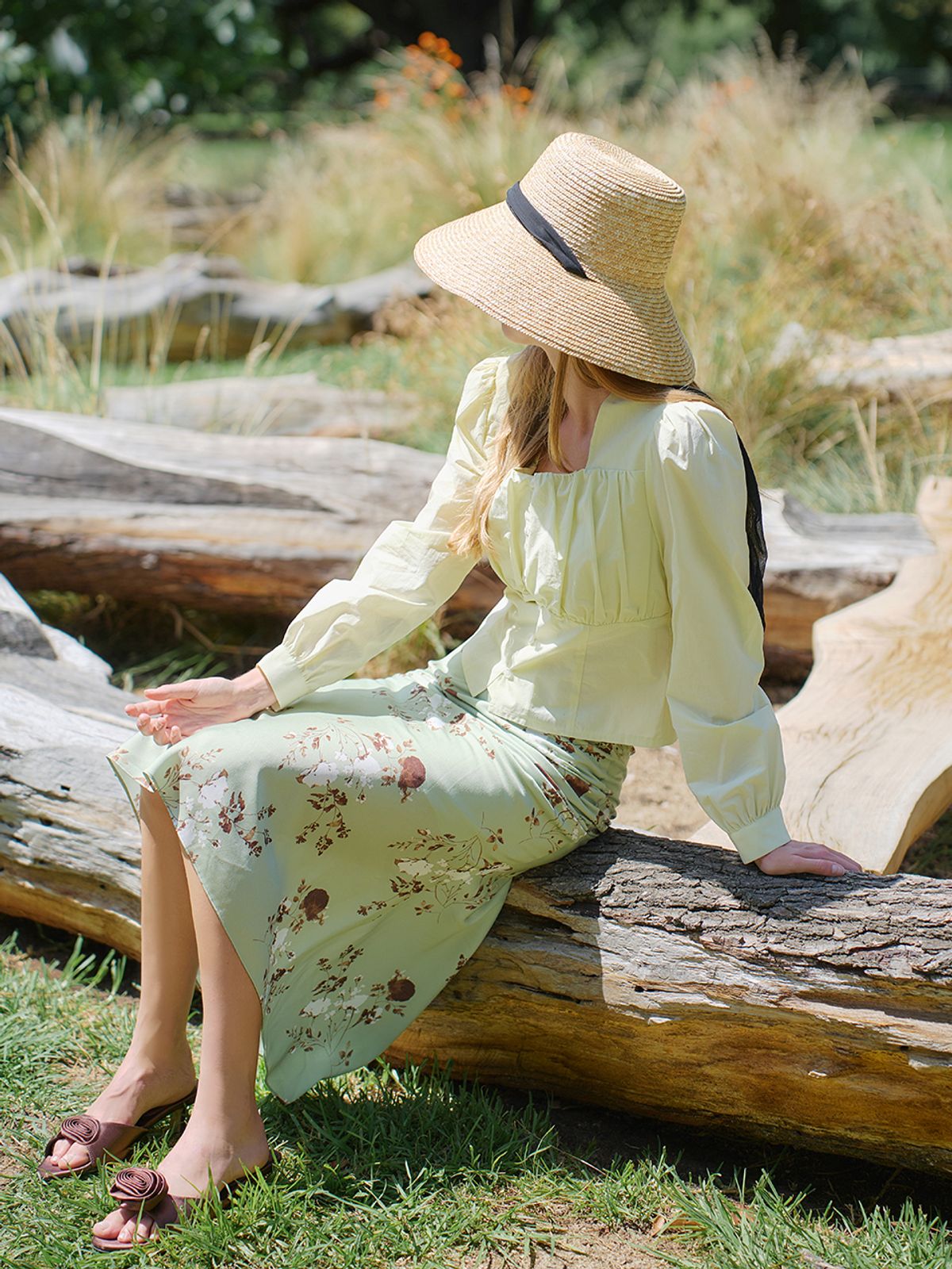 랭앤루(LANGNLU) CLARINDA Square Neck Blouse(클라린다)_LEMON