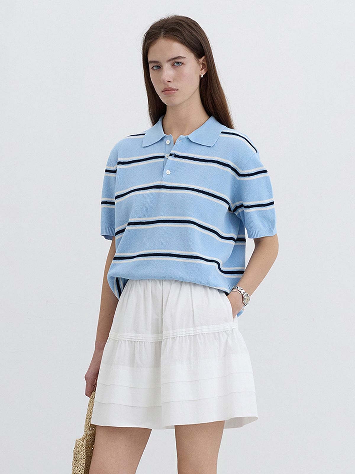 던스트(DUNST) MINI FULL SKIRT_UDSK5B224_IVORY