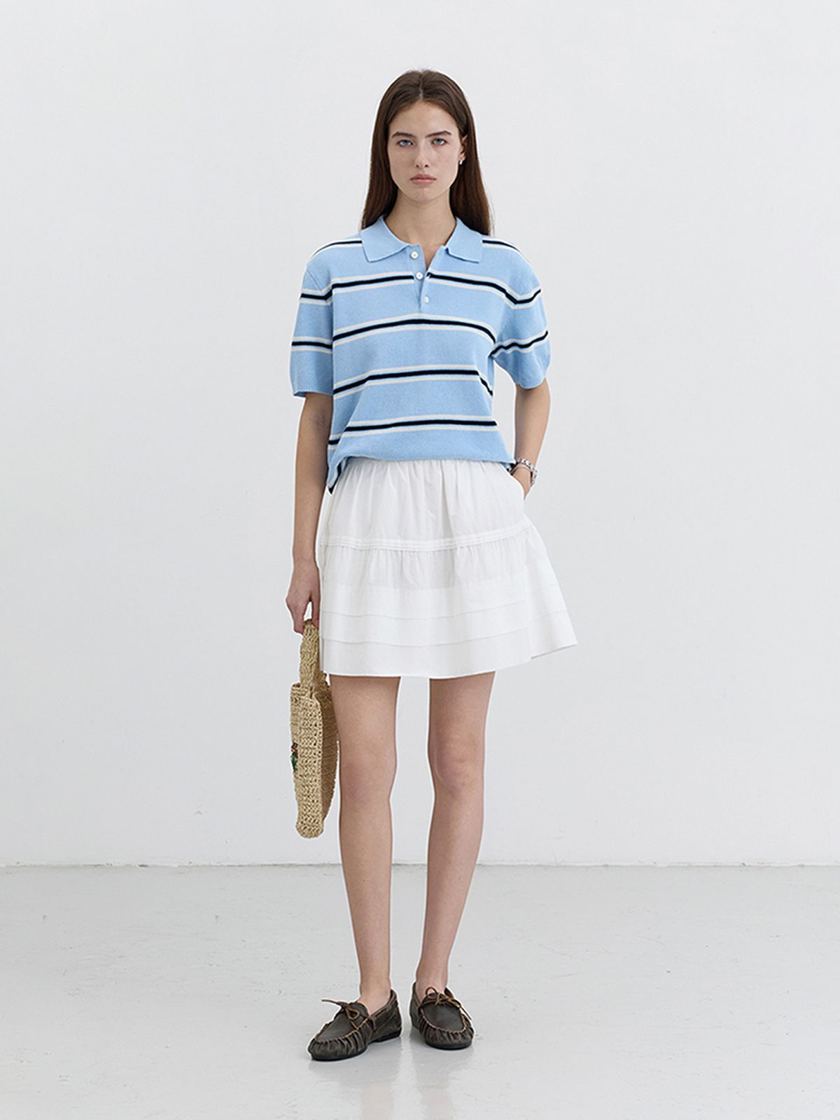 던스트(DUNST) MINI FULL SKIRT_UDSK5B224_IVORY