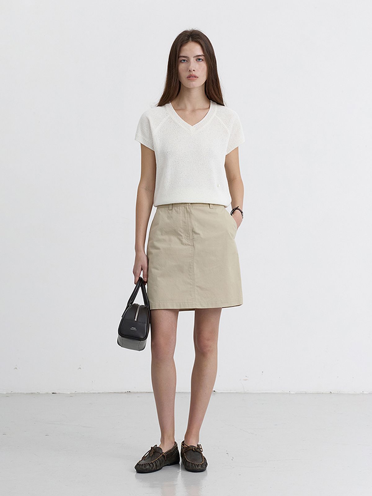 던스트(DUNST) A-LINE MINI SKIRT_UDSK5B227_LIGHT CREAM BEIGE
