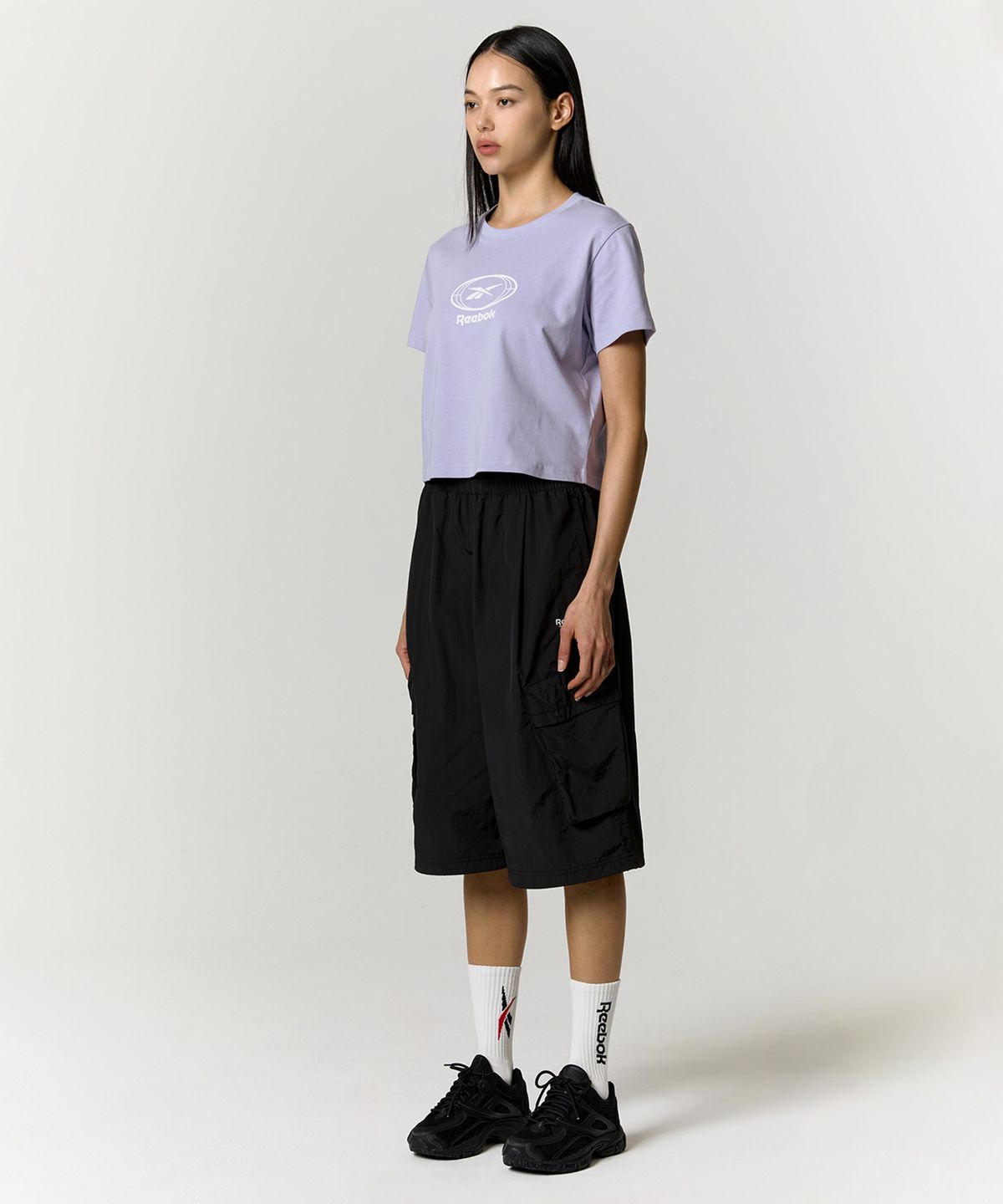 리복(REEBOK) 일립스 세미 크롭 티셔츠 (W) - 라이트 퍼플