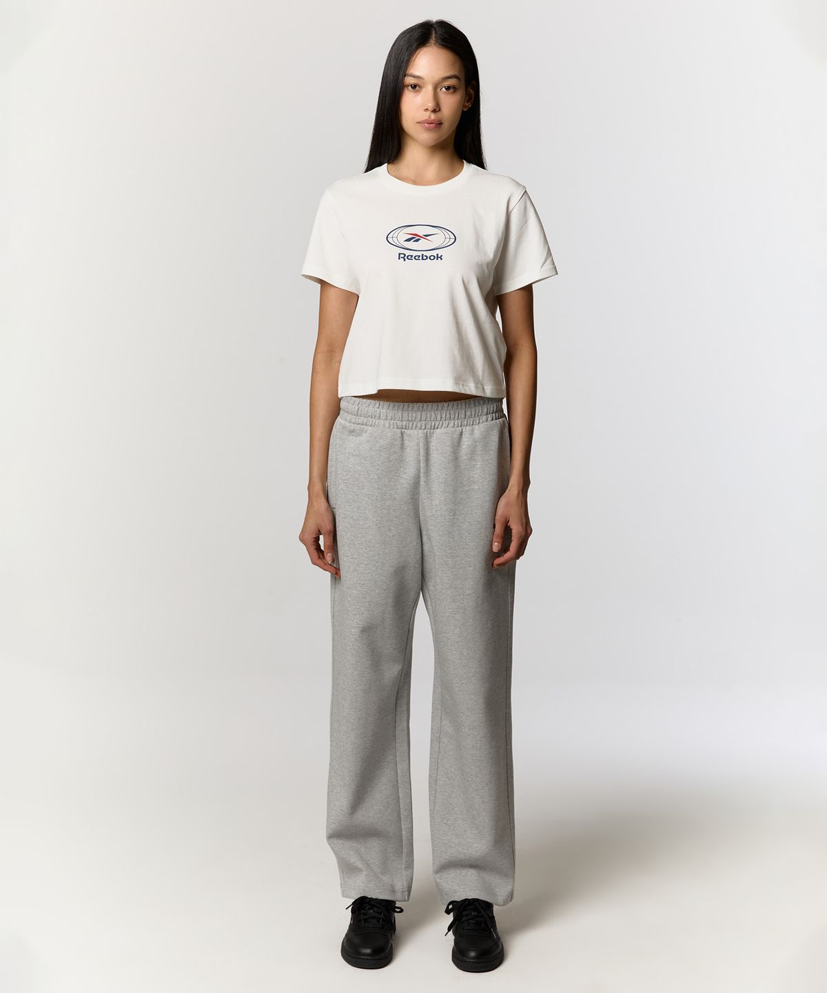 리복(REEBOK) 일립스 세미 크롭 티셔츠 (W) - 화이트