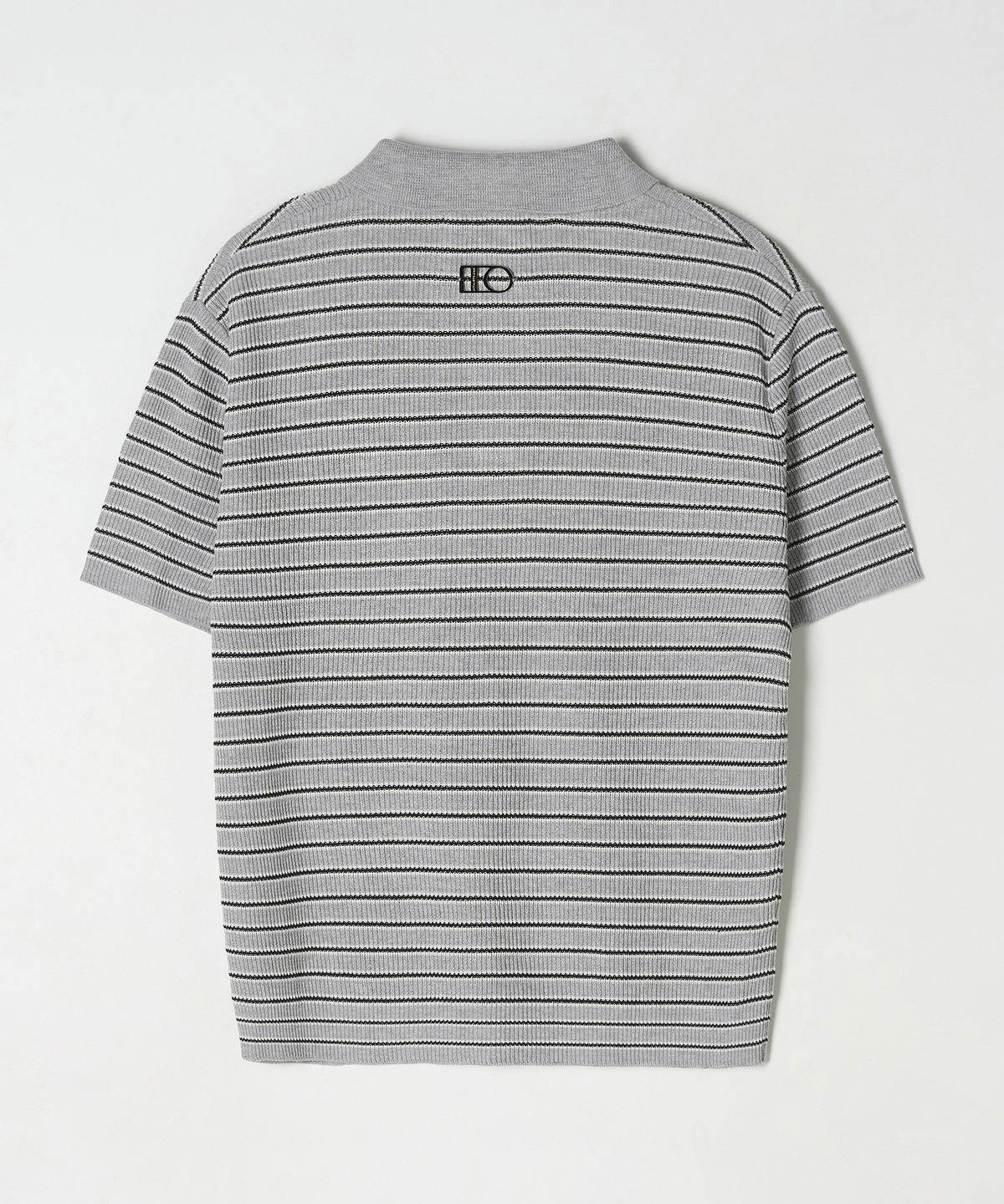 디써티원(DTHIRTYONE) Multi Stripe Open Collar Sweater (Light Grey)