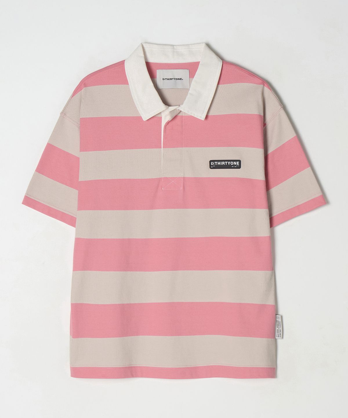 디써티원(DTHIRTYONE) Stripe Rugby Polo T-Shirt (Salmon Pink)