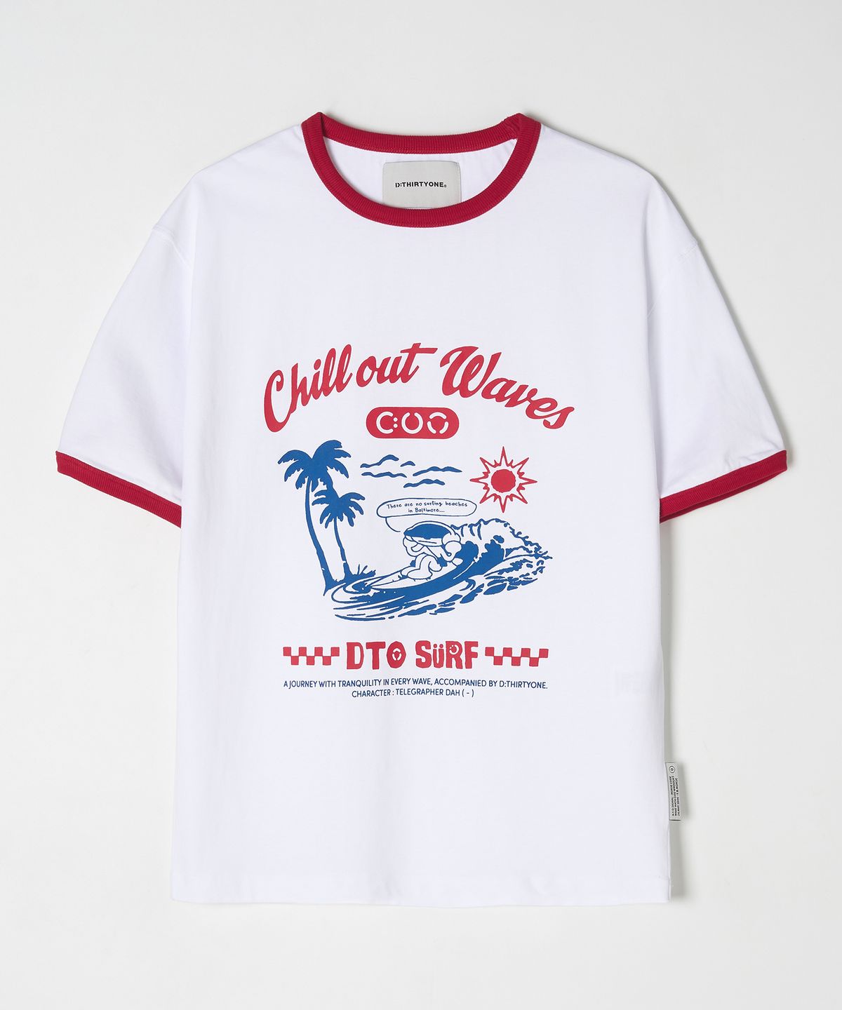 디써티원(DTHIRTYONE) Surfing Dah Ringer T-Shirt (White)
