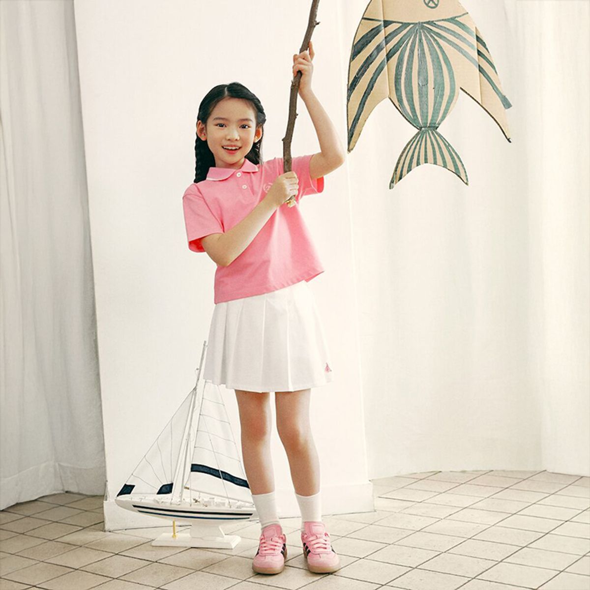 빈폴 키즈(BEANPOLE KIDS) 여아 피케 반팔 상하세트  라이트 핑크 (BI5342G10Y)