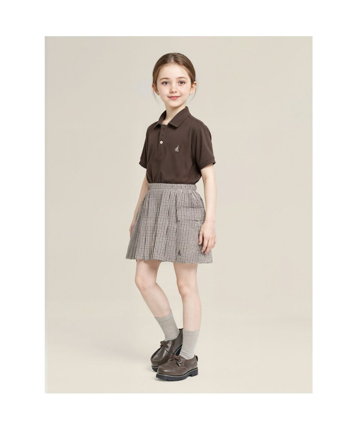 빈폴 키즈(BEANPOLE KIDS) 시어서커 스몰 체크 치마바지  브라운 (BI5327G01D)