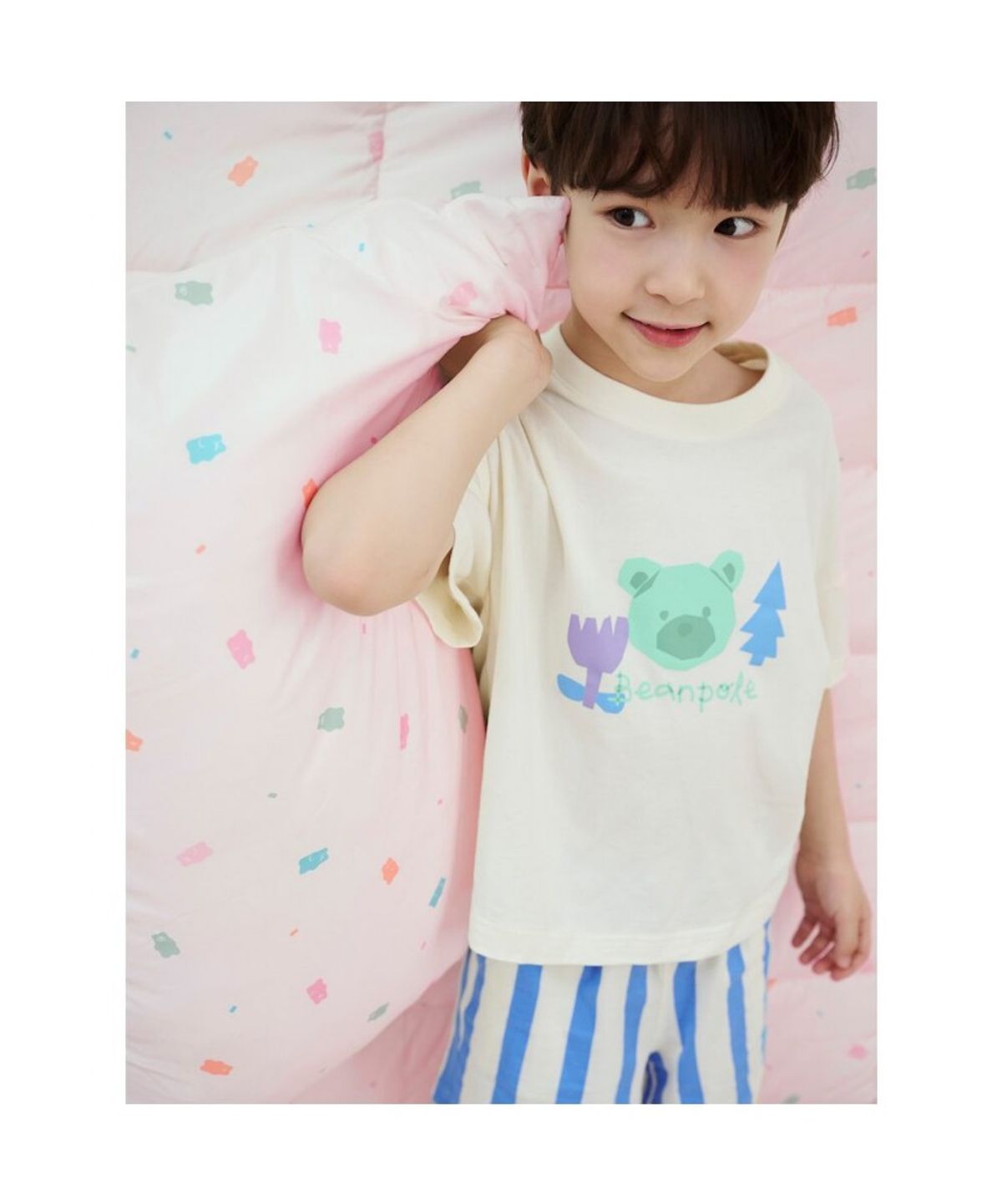 빈폴 키즈(BEANPOLE KIDS) 곰돌이 폴키 여름 잠옷 상하세트  스카이 블루 (BI5342U01Q) (BI5342U01Q)