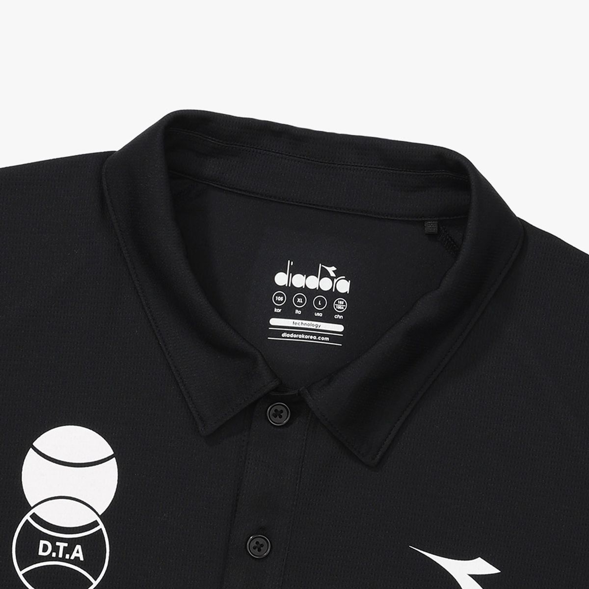 디아도라(diadora) 테크니컬 윙 테니스 카라 반팔 티셔츠 BLACK