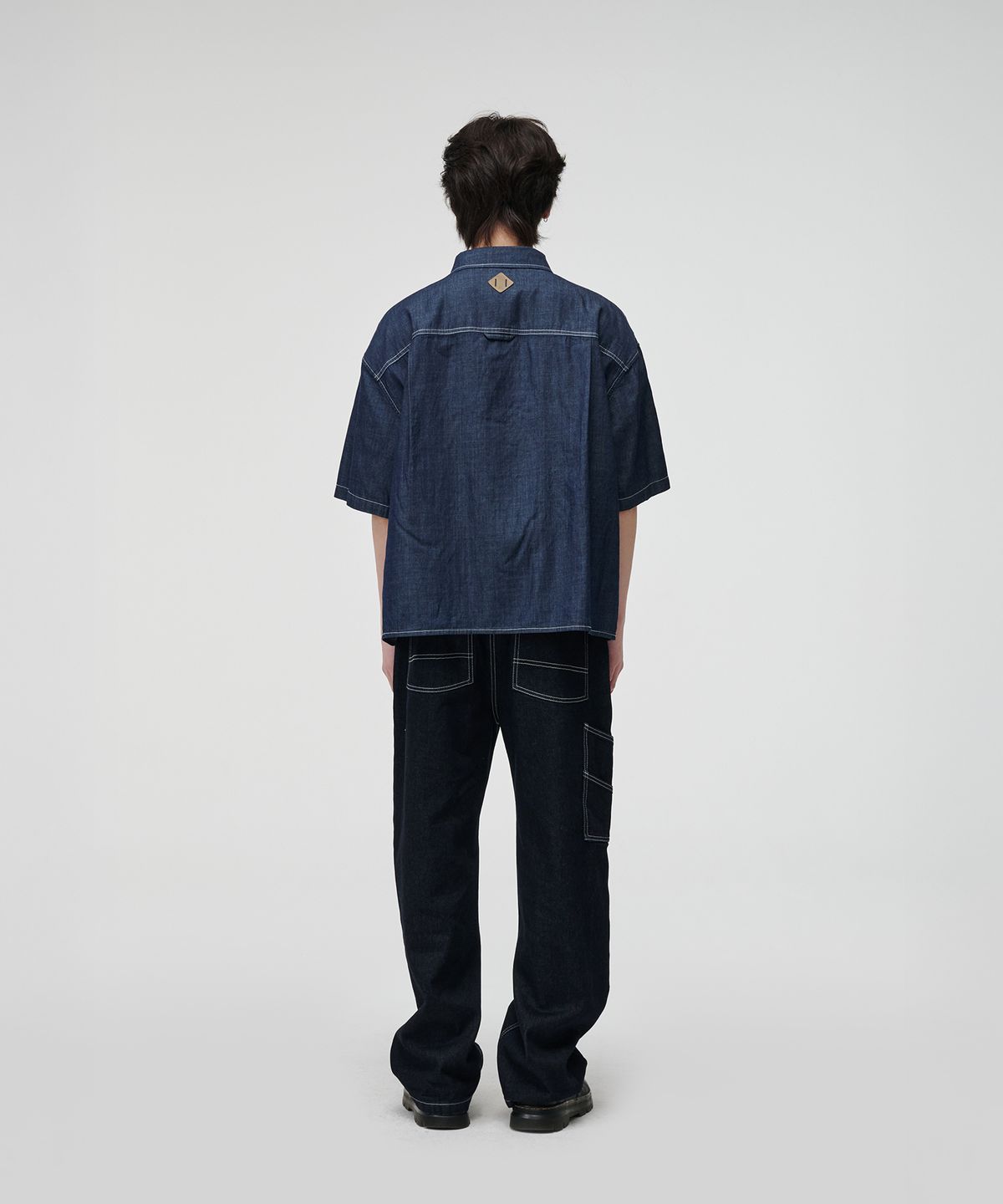 케이지엠(KZM) 오버핏 데님 반팔 셔츠