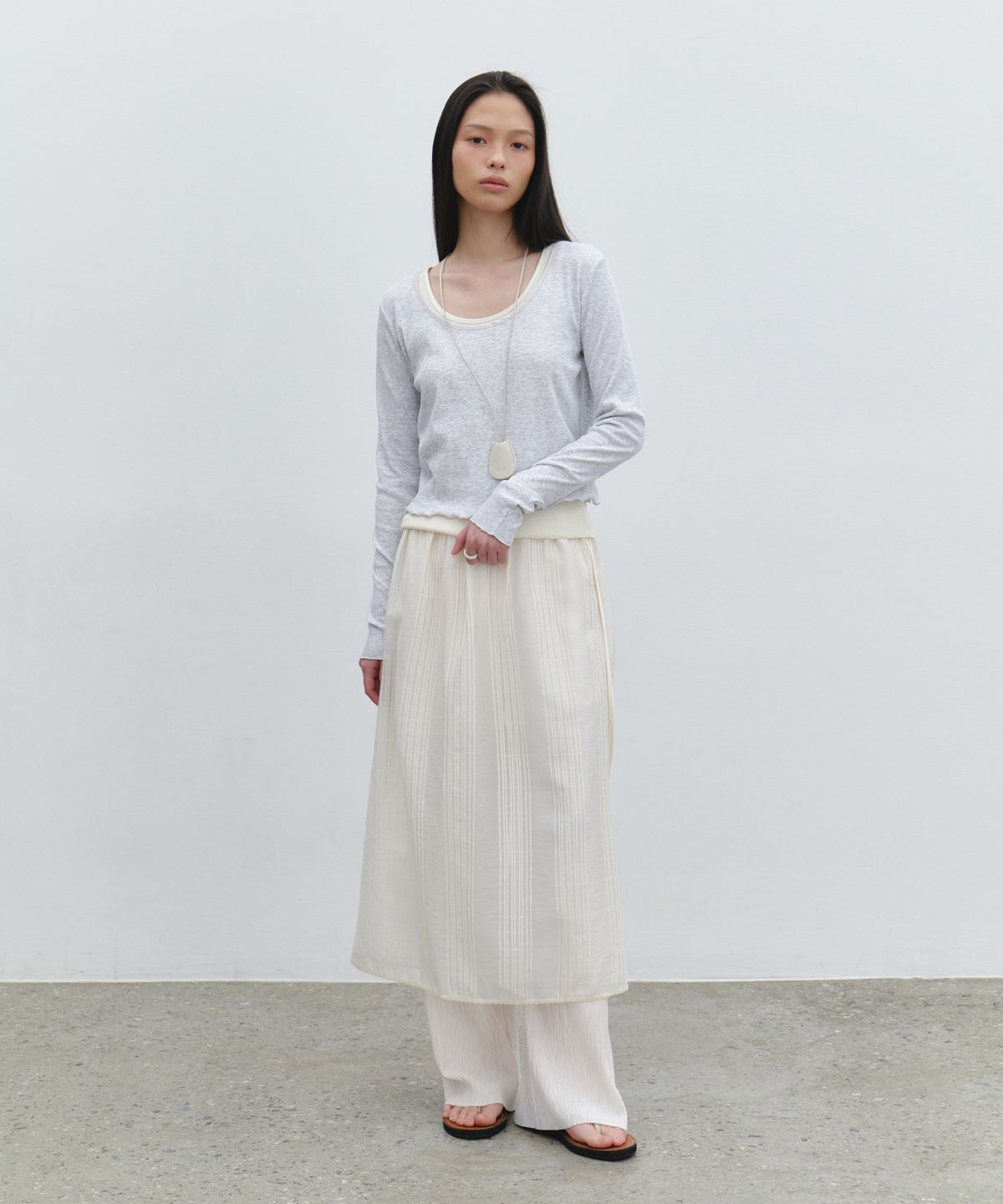 유라고(URAGO) Binding ribbed crop t-shirt