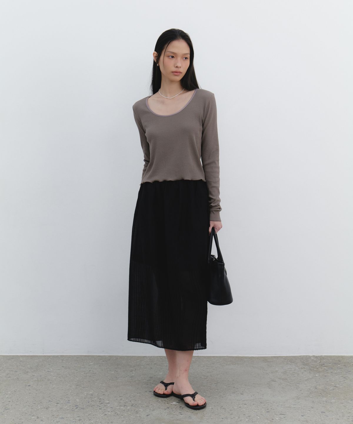 유라고(URAGO) Binding ribbed crop t-shirt