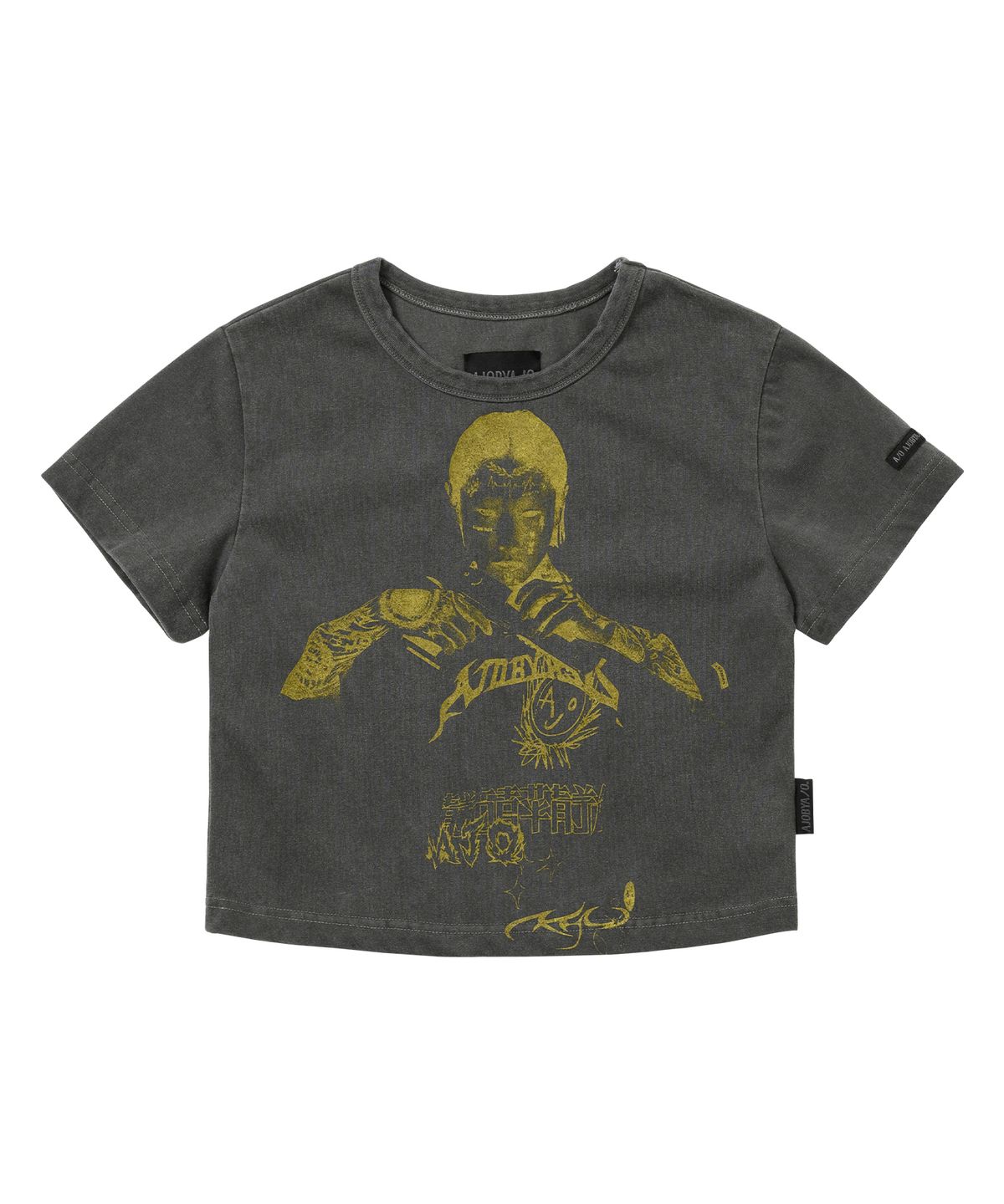 아조바이아조(AJOBYAJO) Pseudo Knight Cropped T-Shirt [CHARCOAL]