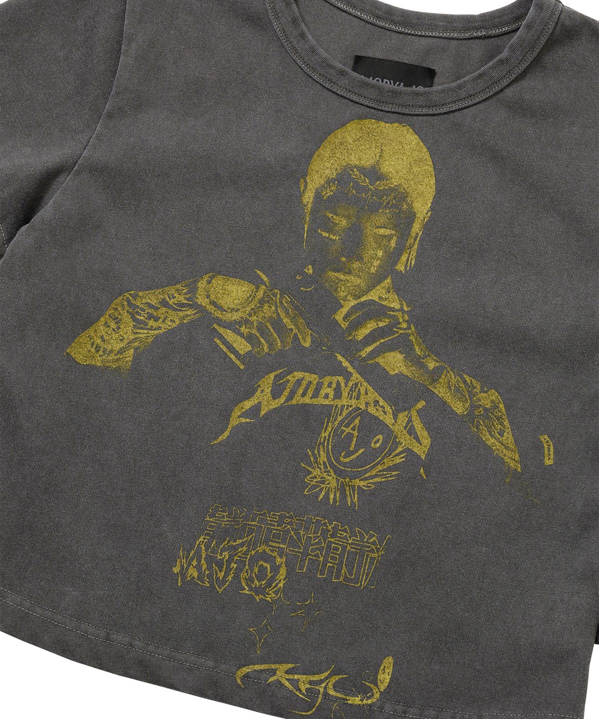 아조바이아조(AJOBYAJO) Pseudo Knight Cropped T-Shirt [CHARCOAL]