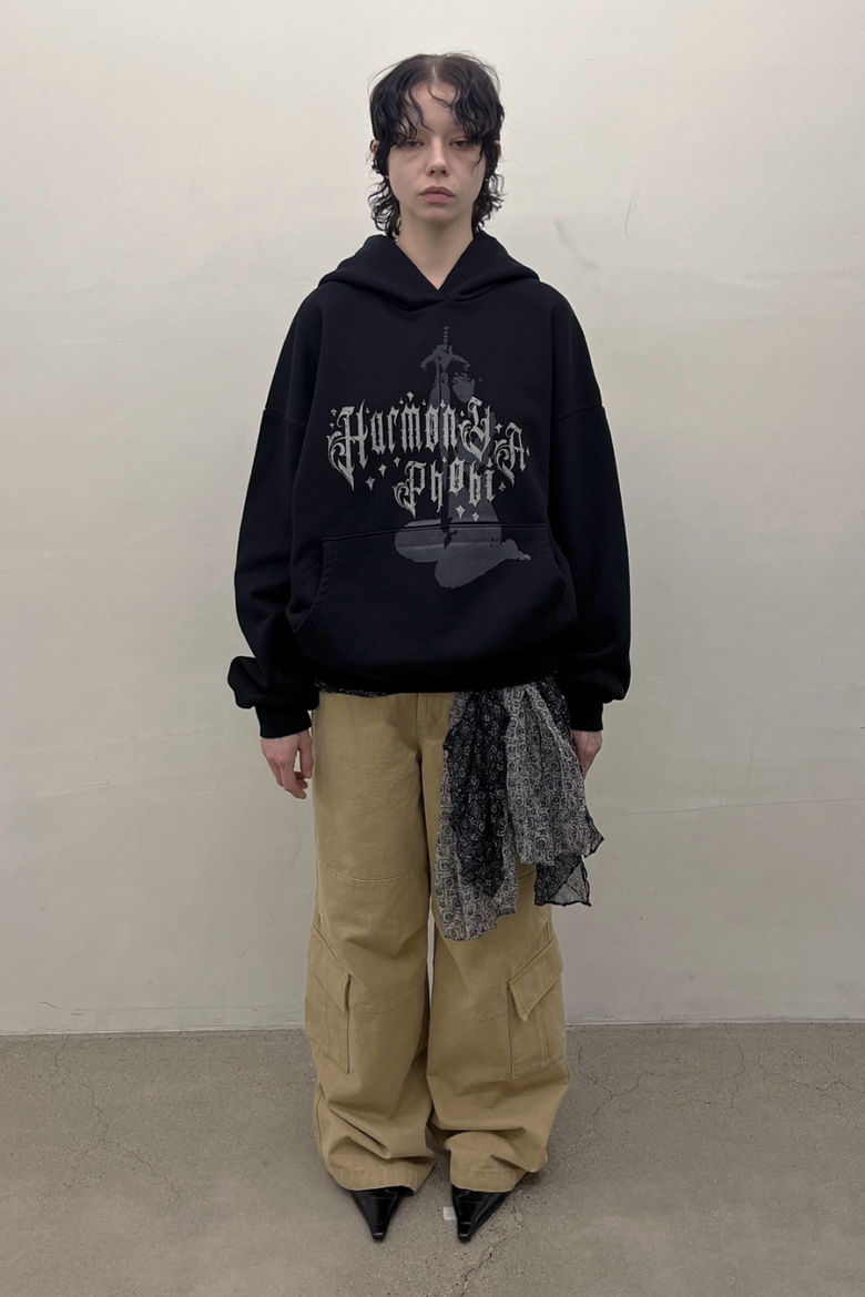 MUSINSA | A FEW COMMENTS Crack Angel Hoodie BLACK (washed)