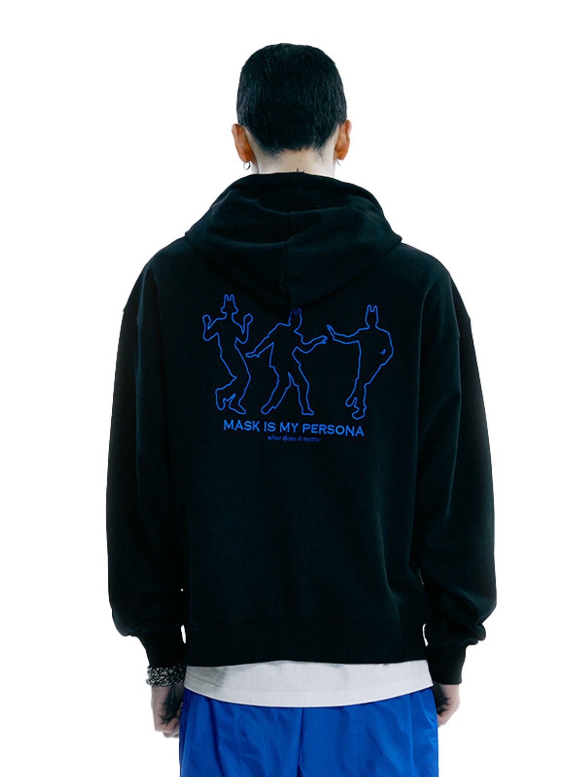 아워포켓츠(OURPOCKETS) 그리드 댄스 페르소나 스웻 후디(블랙)