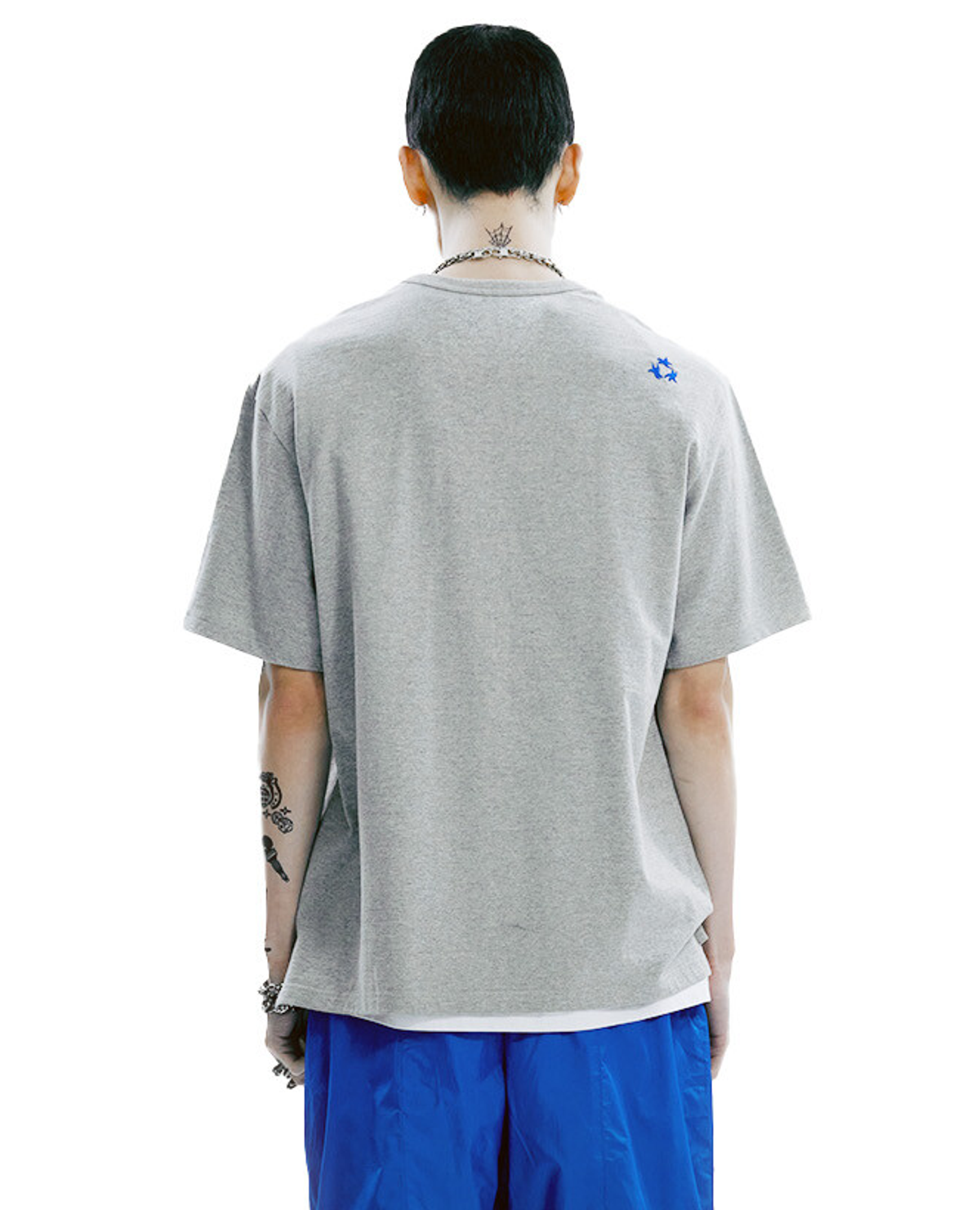 아워포켓츠(OURPOCKETS) 그리드 프레지던트 마스크맨 티셔츠(그레이)
